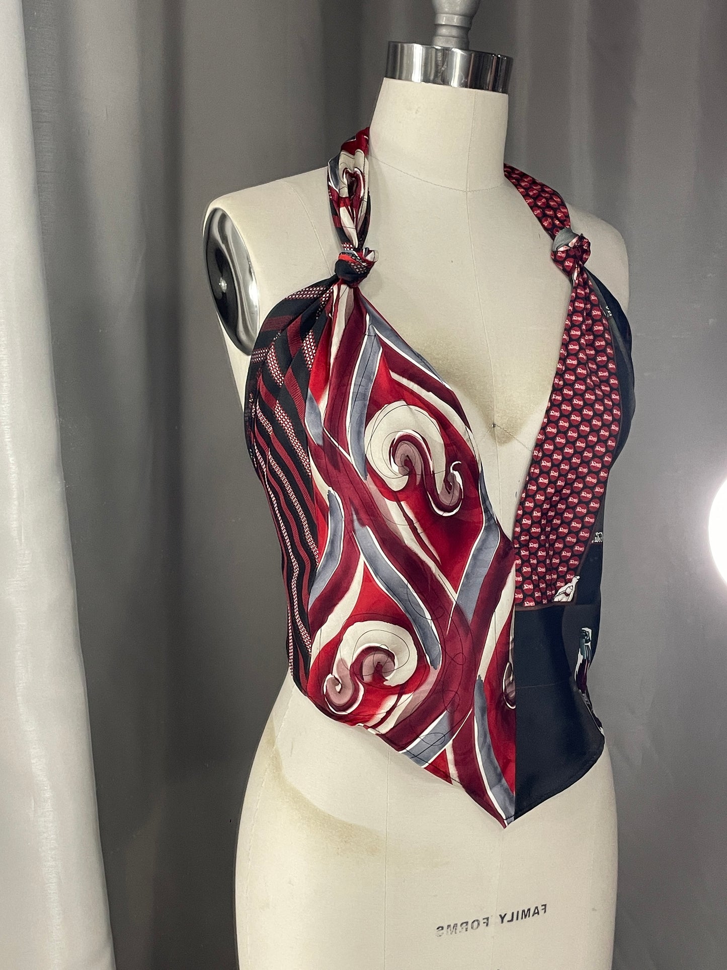 Upcycled Necktie V Top #7