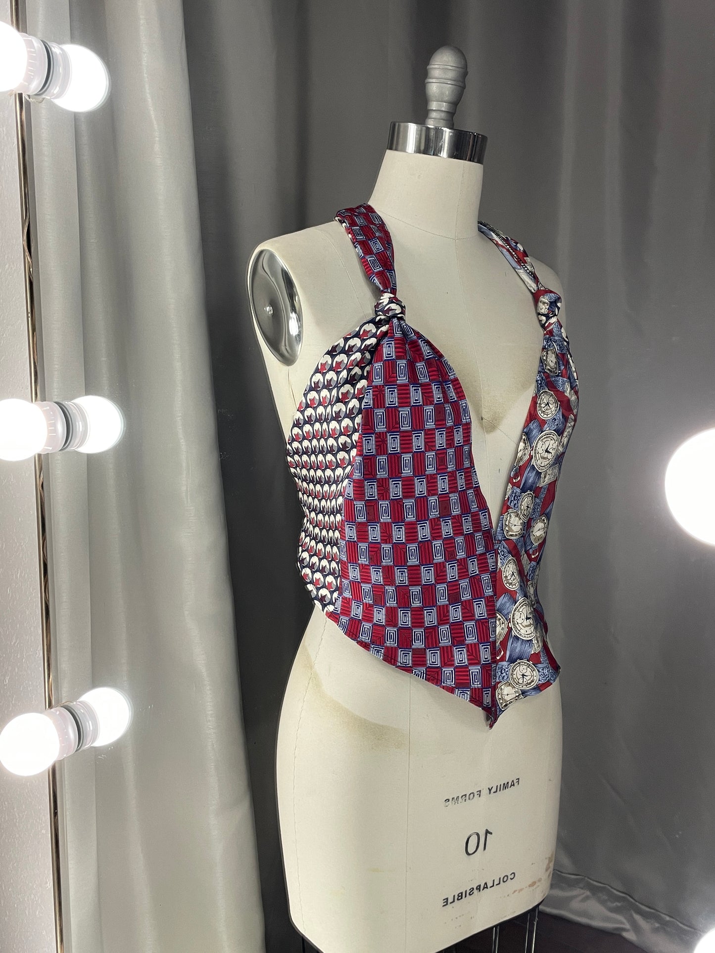 Upcycled Necktie V Top #6