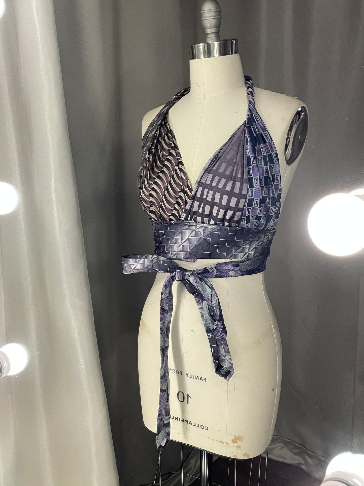 Upcycled Necktie Halter Top #8