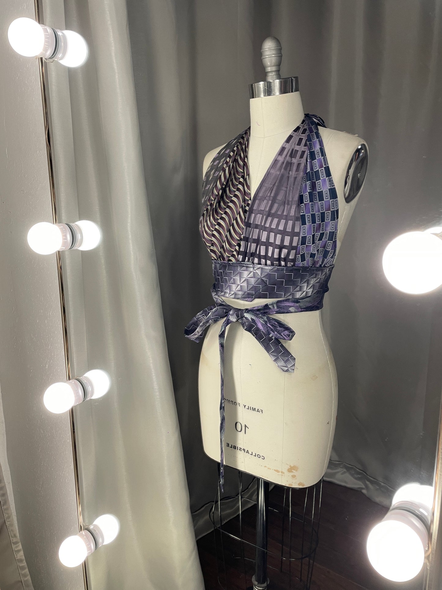 Upcycled Necktie Halter Top #8
