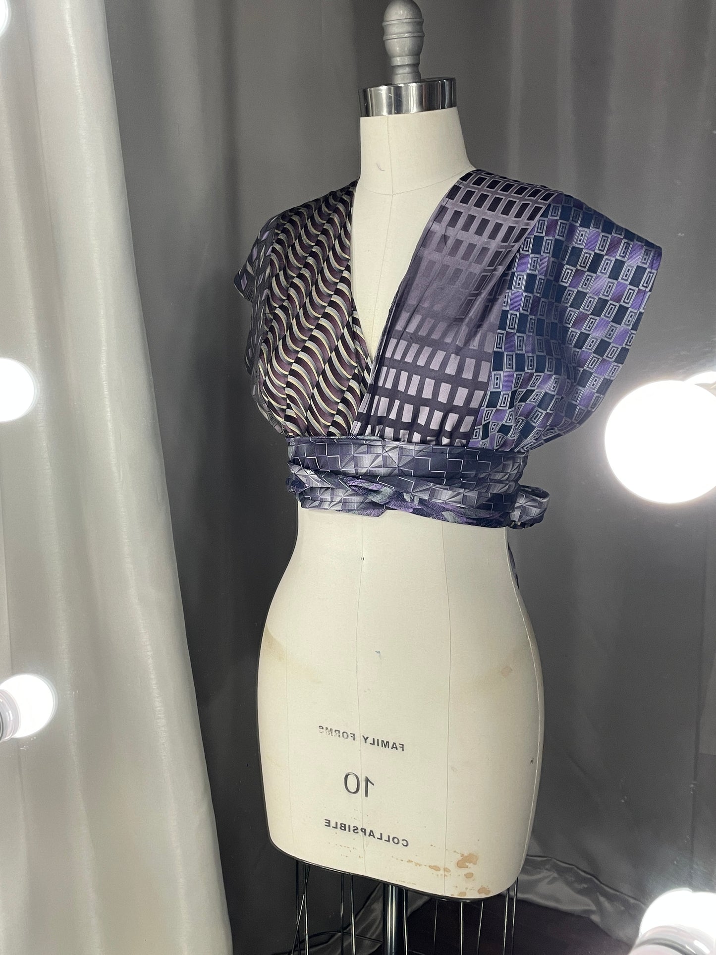 Upcycled Necktie Halter Top #8