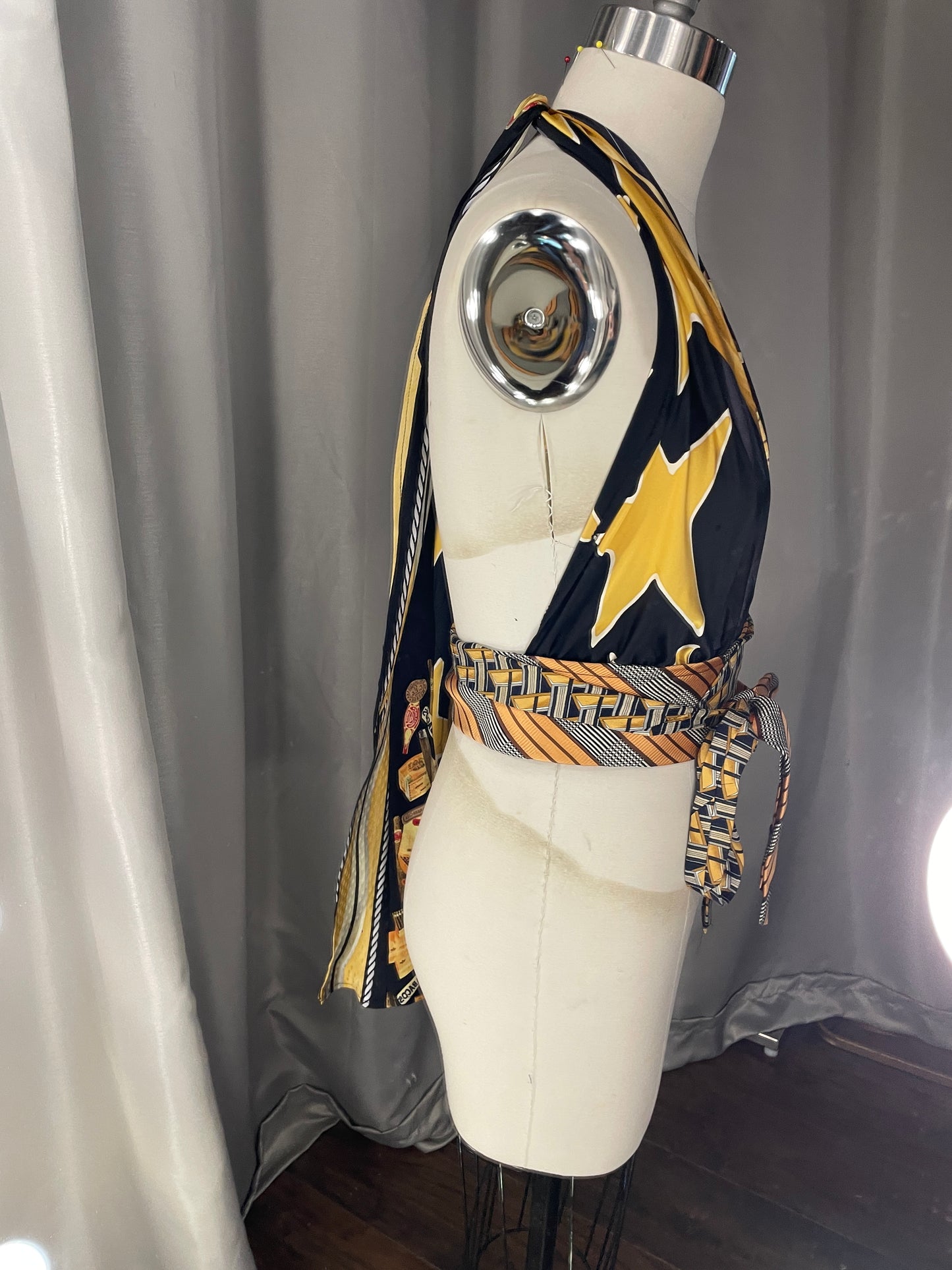 Upcycled Necktie Halter Top #6
