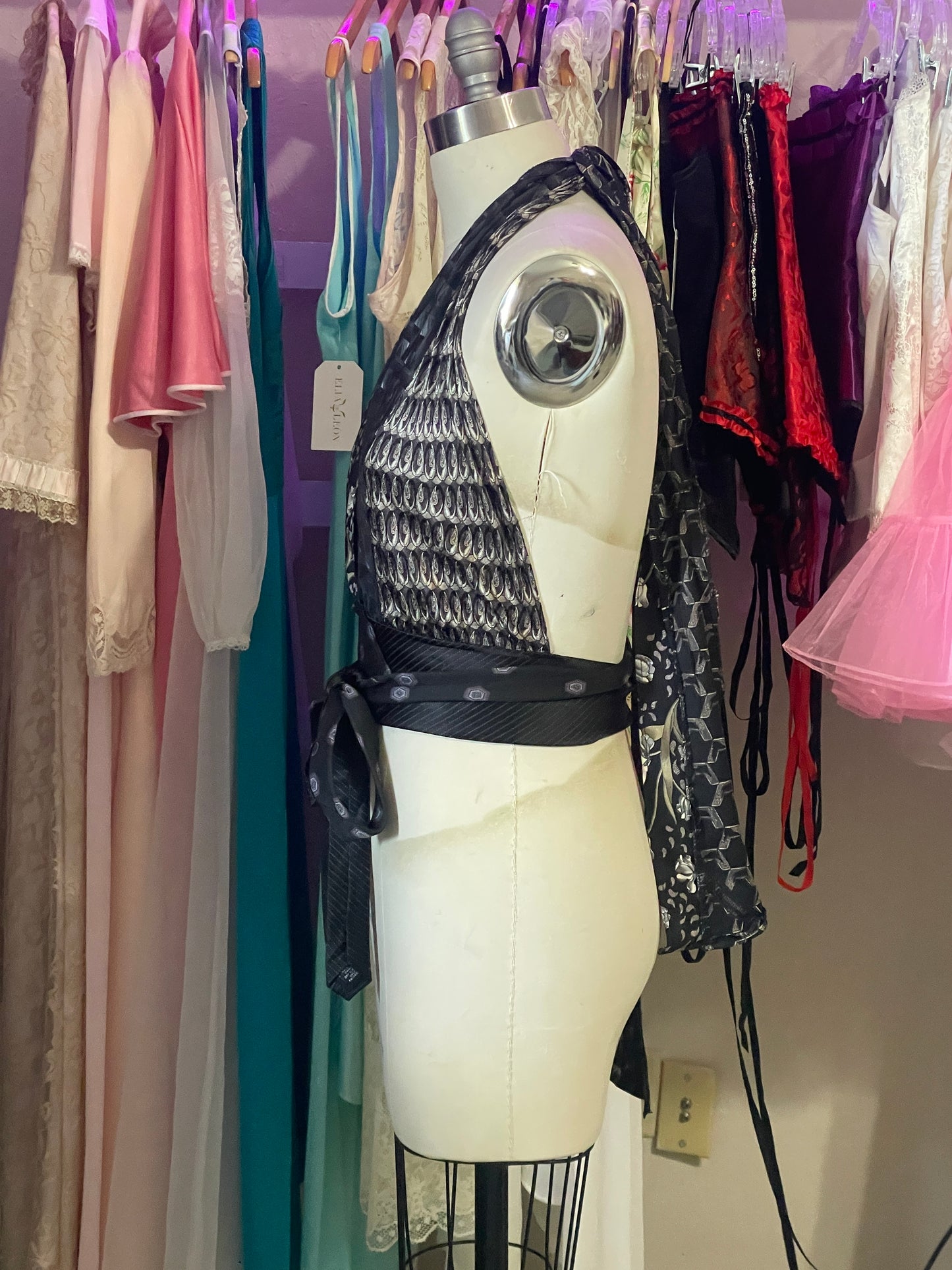 Upcycled Necktie Halter Top #11