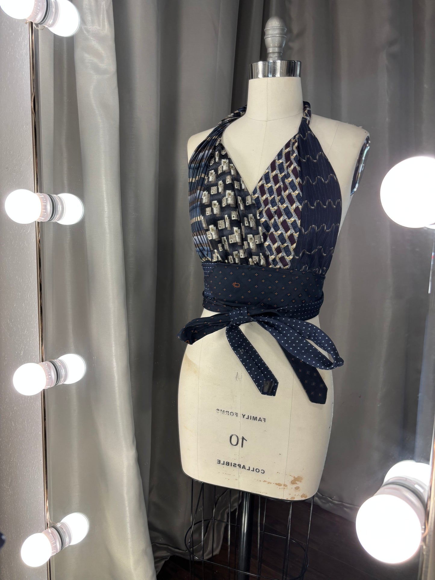 Upcycled Necktie Halter Top #1