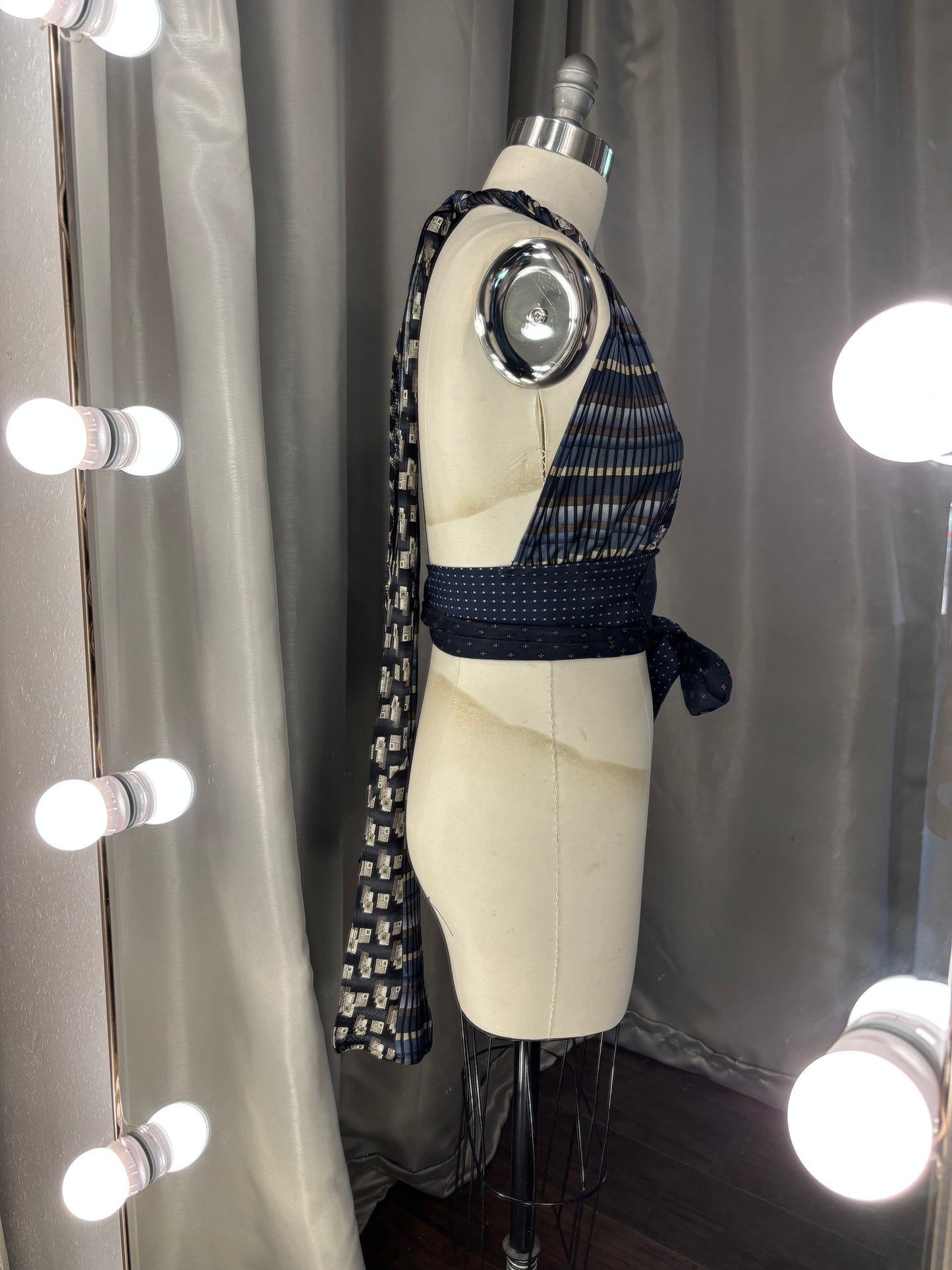 Upcycled Necktie Halter Top #1