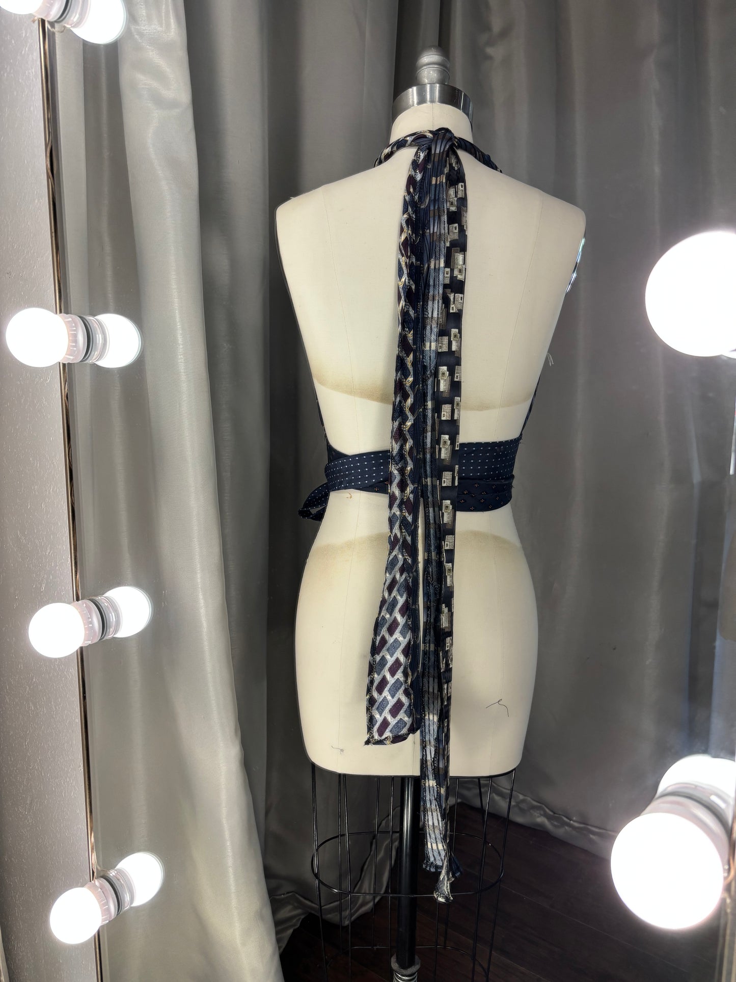 Upcycled Necktie Halter Top #1