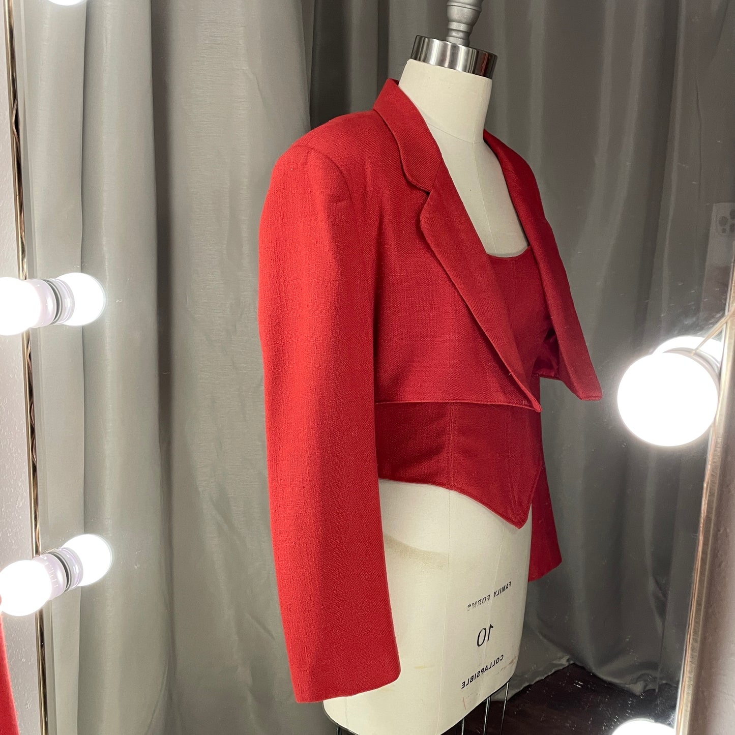 Red Crop Blazer Corset Combo