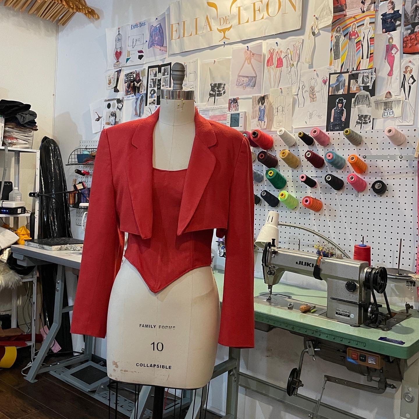 Red Crop Blazer Corset Combo