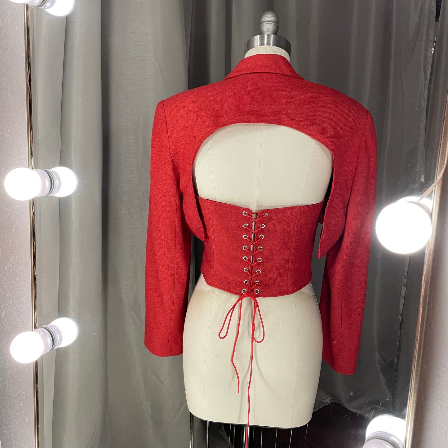 Red Crop Blazer Corset Combo