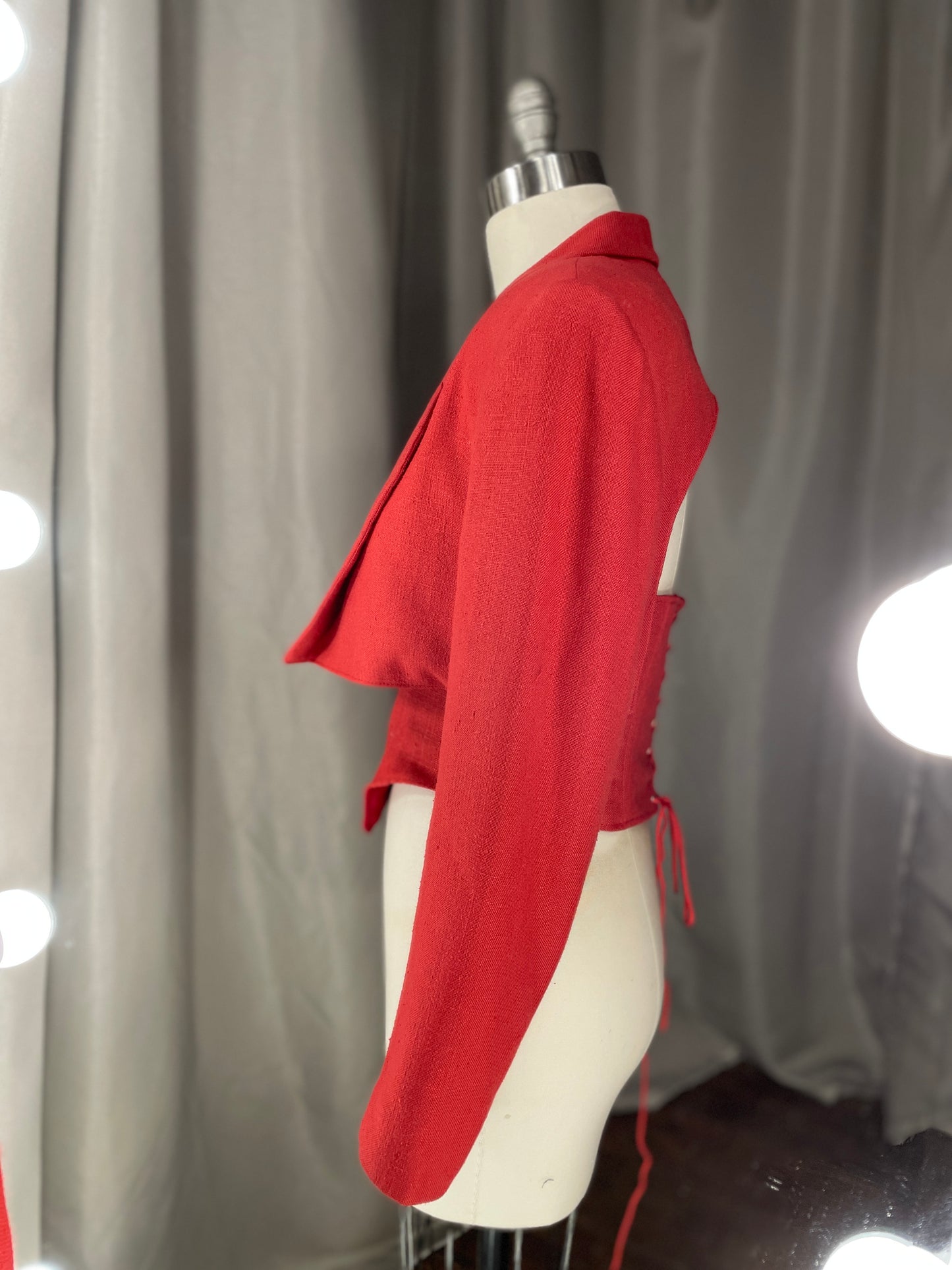 Red Crop Blazer Corset Combo