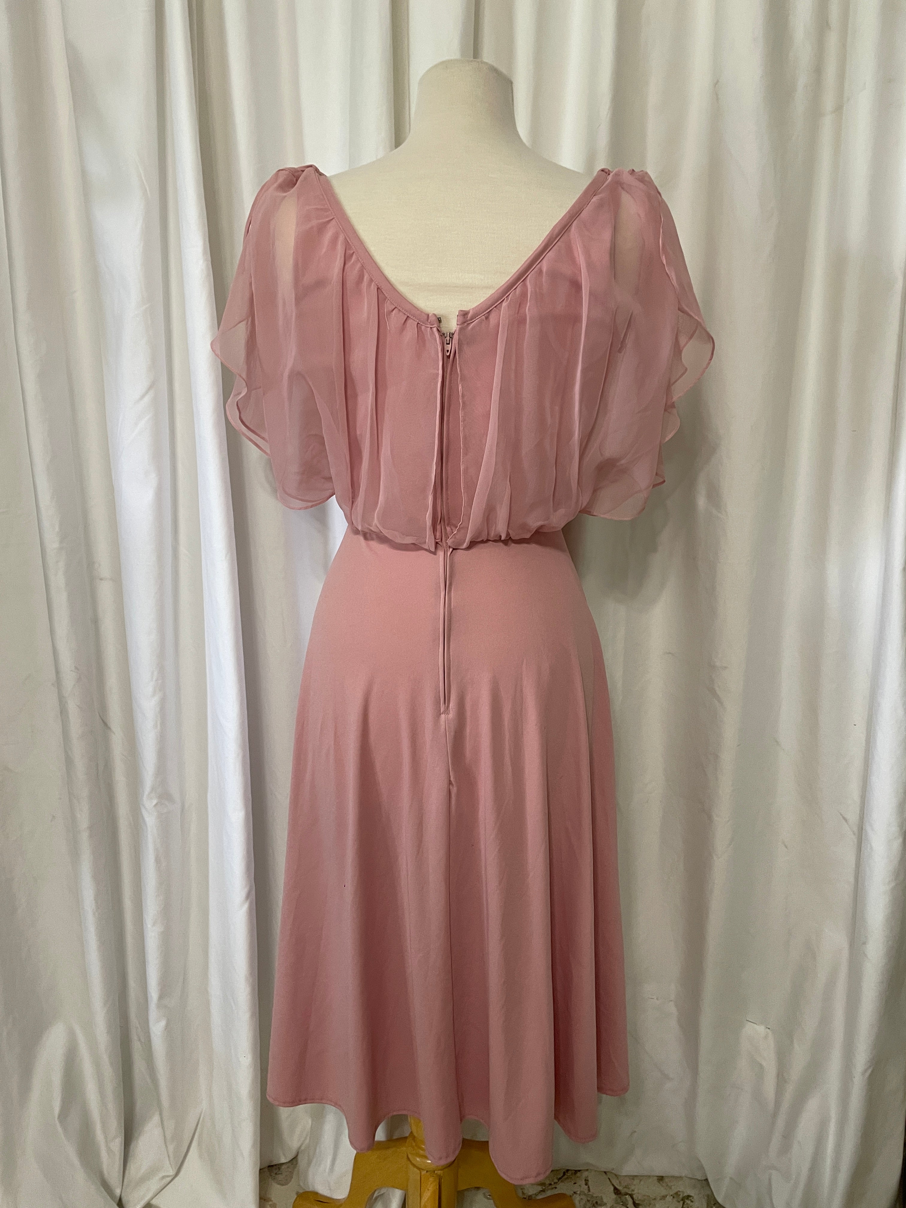 1970s Dusty Rose Disco Dress