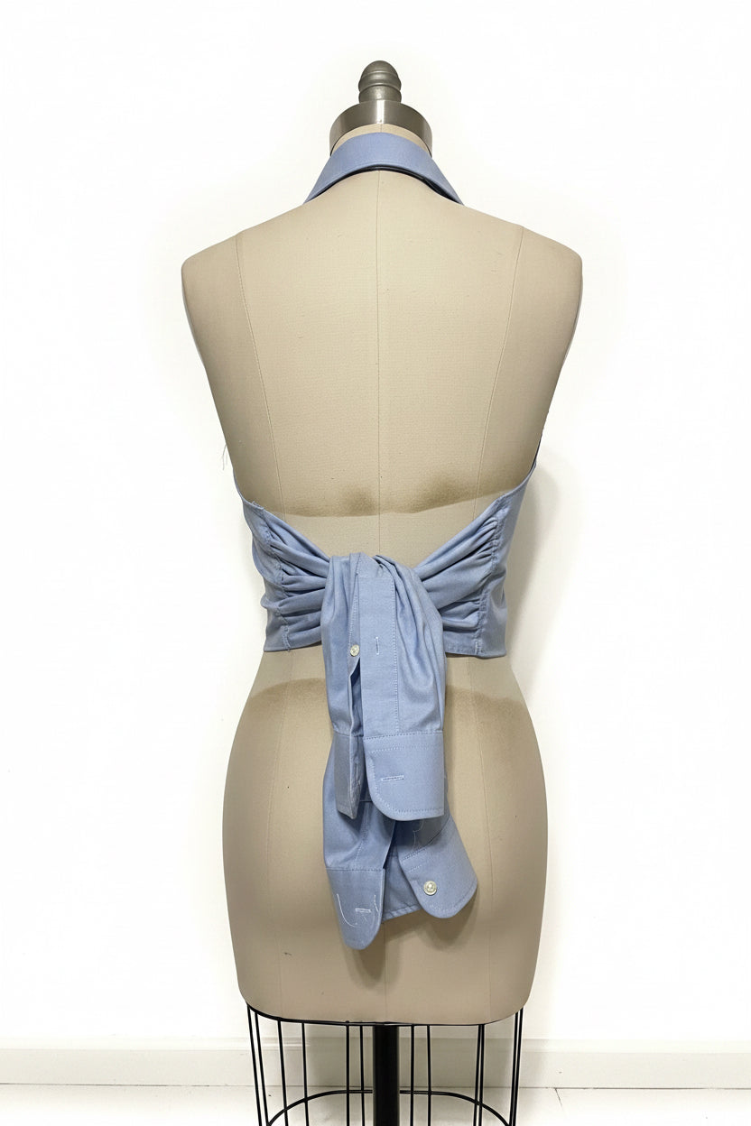 Upcycled Button Up Halter #6