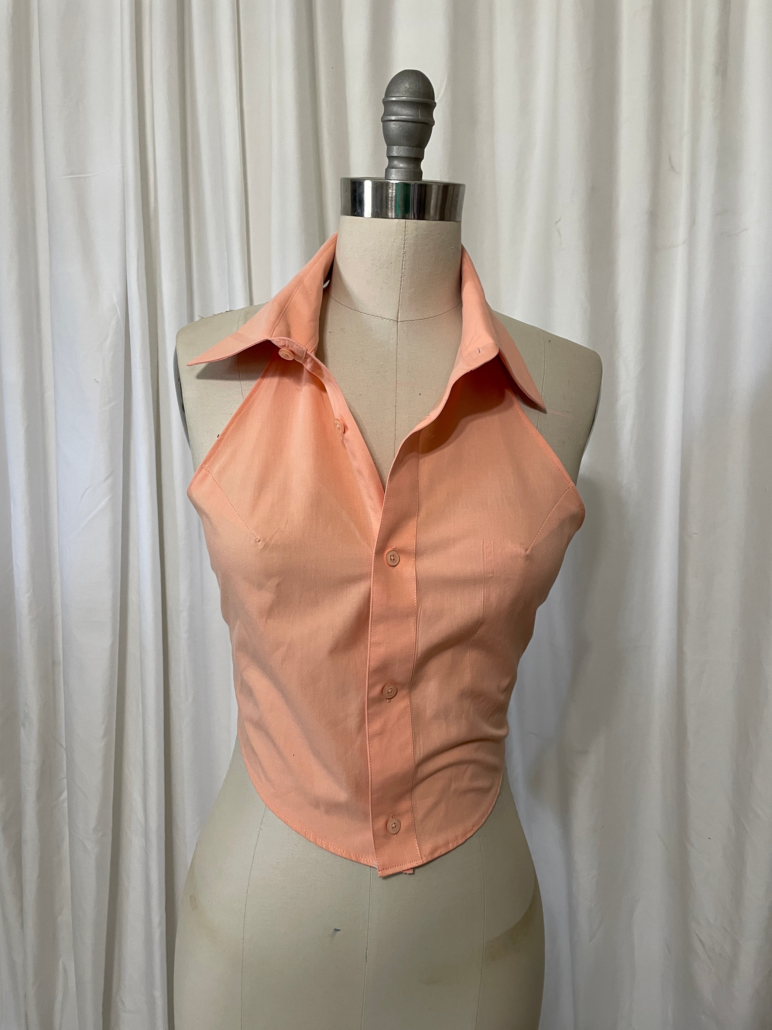 Upcycled Button Up Halter #10