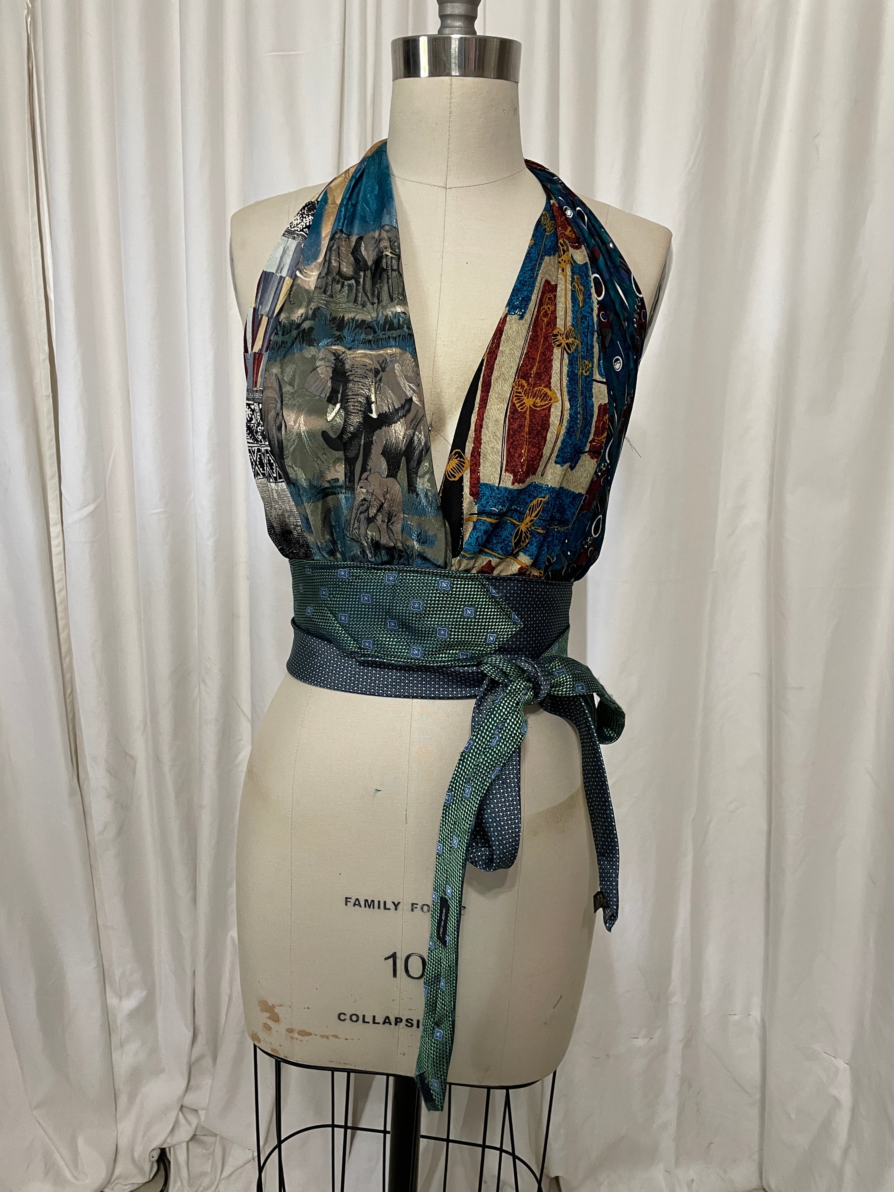 Upcycled Necktie Halter Top #20