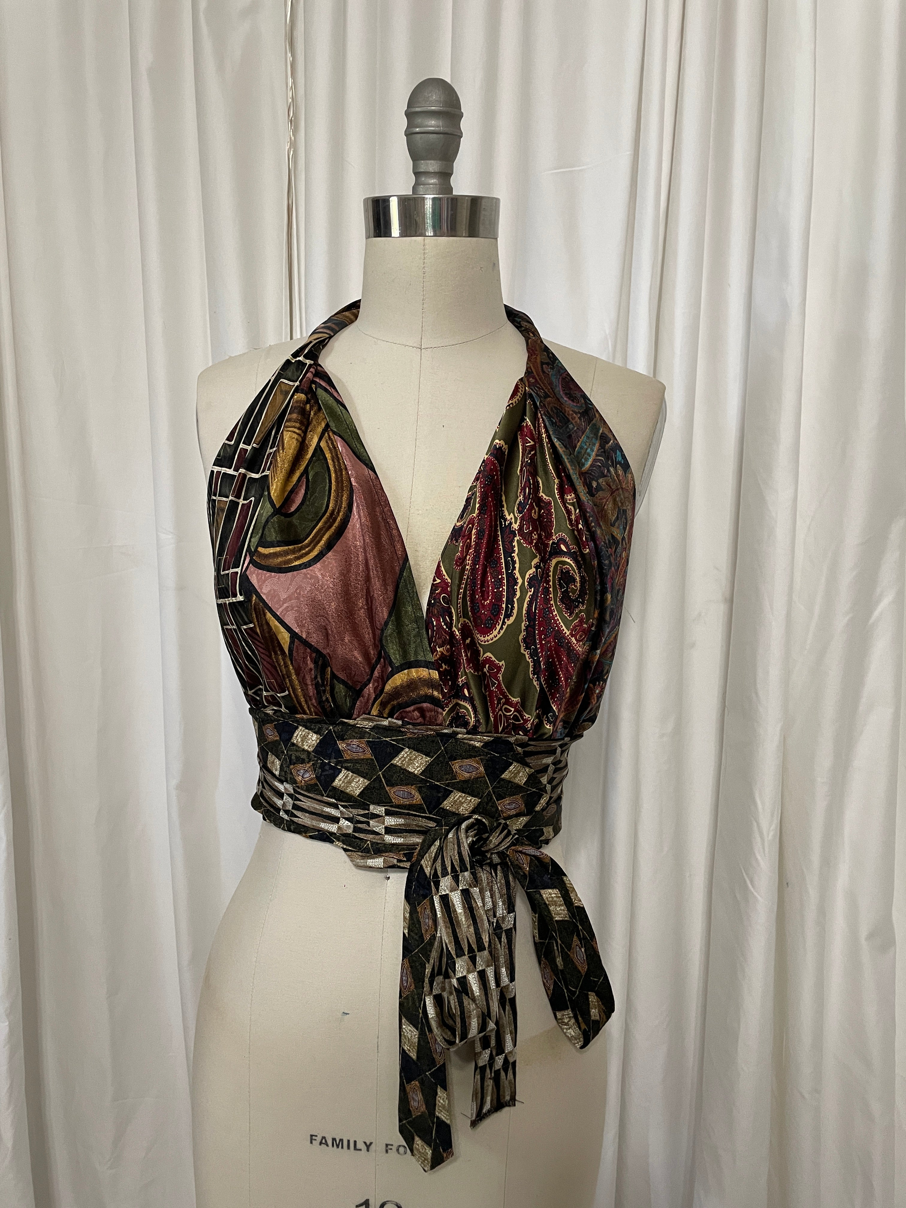 Upcycled Necktie Halter Top #21