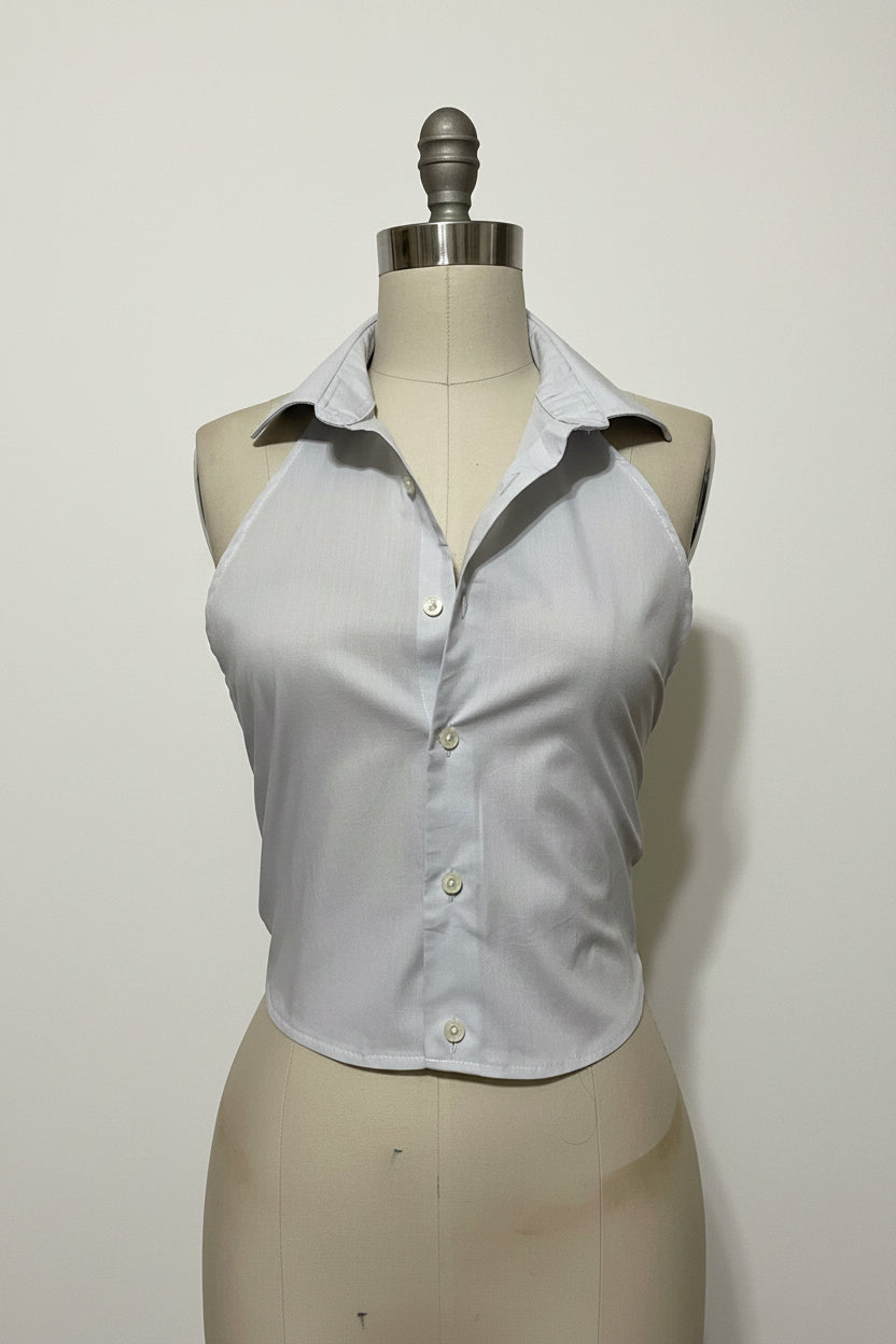 Upcycled Button Up Halter #7