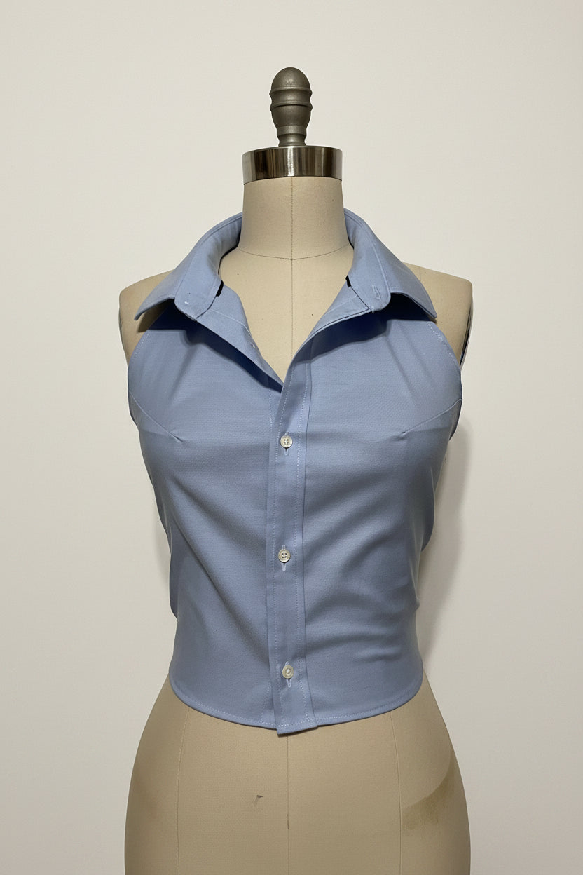Upcycled Button Up Halter #6