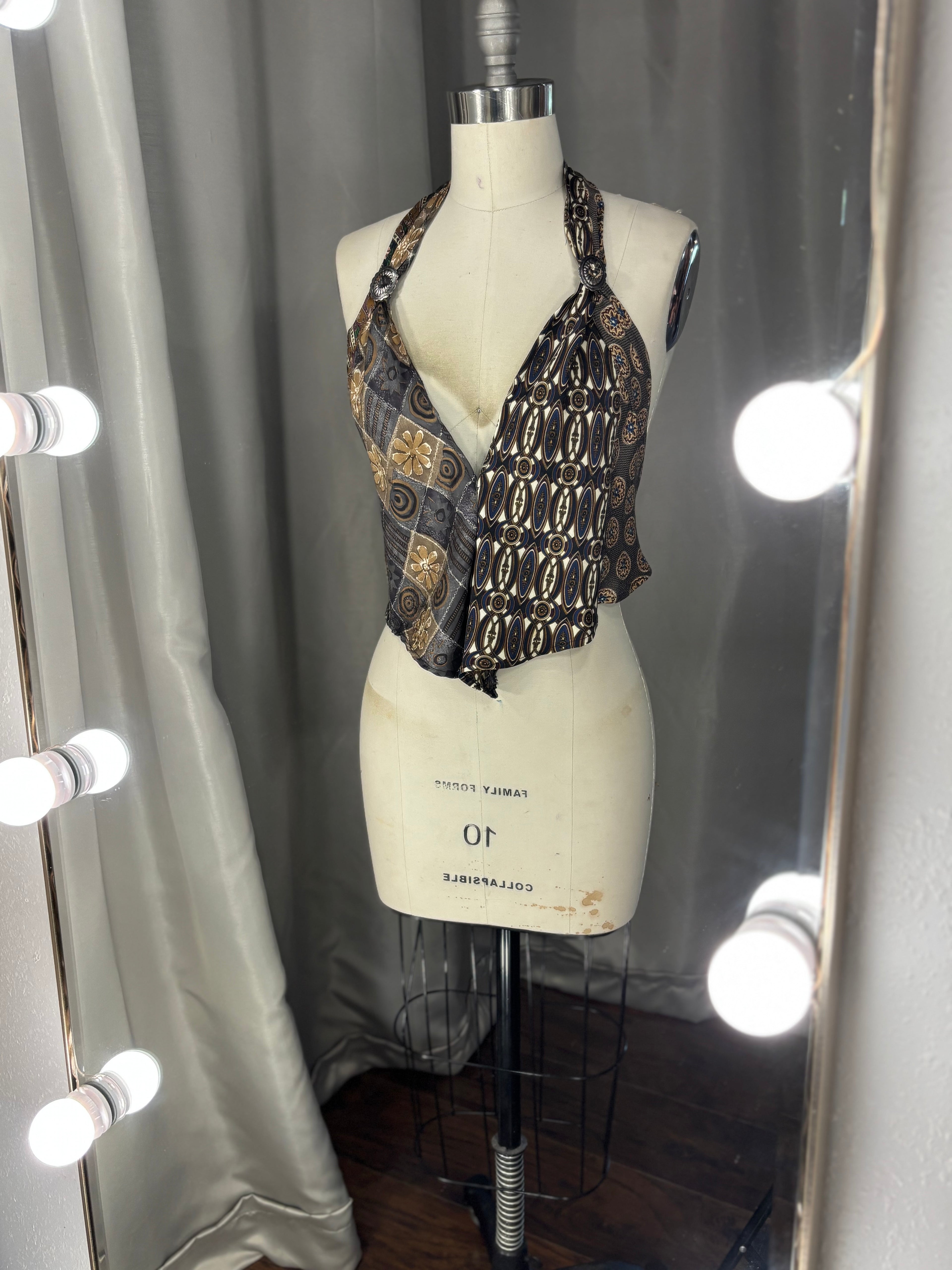 Upcycled Necktie V Top #4