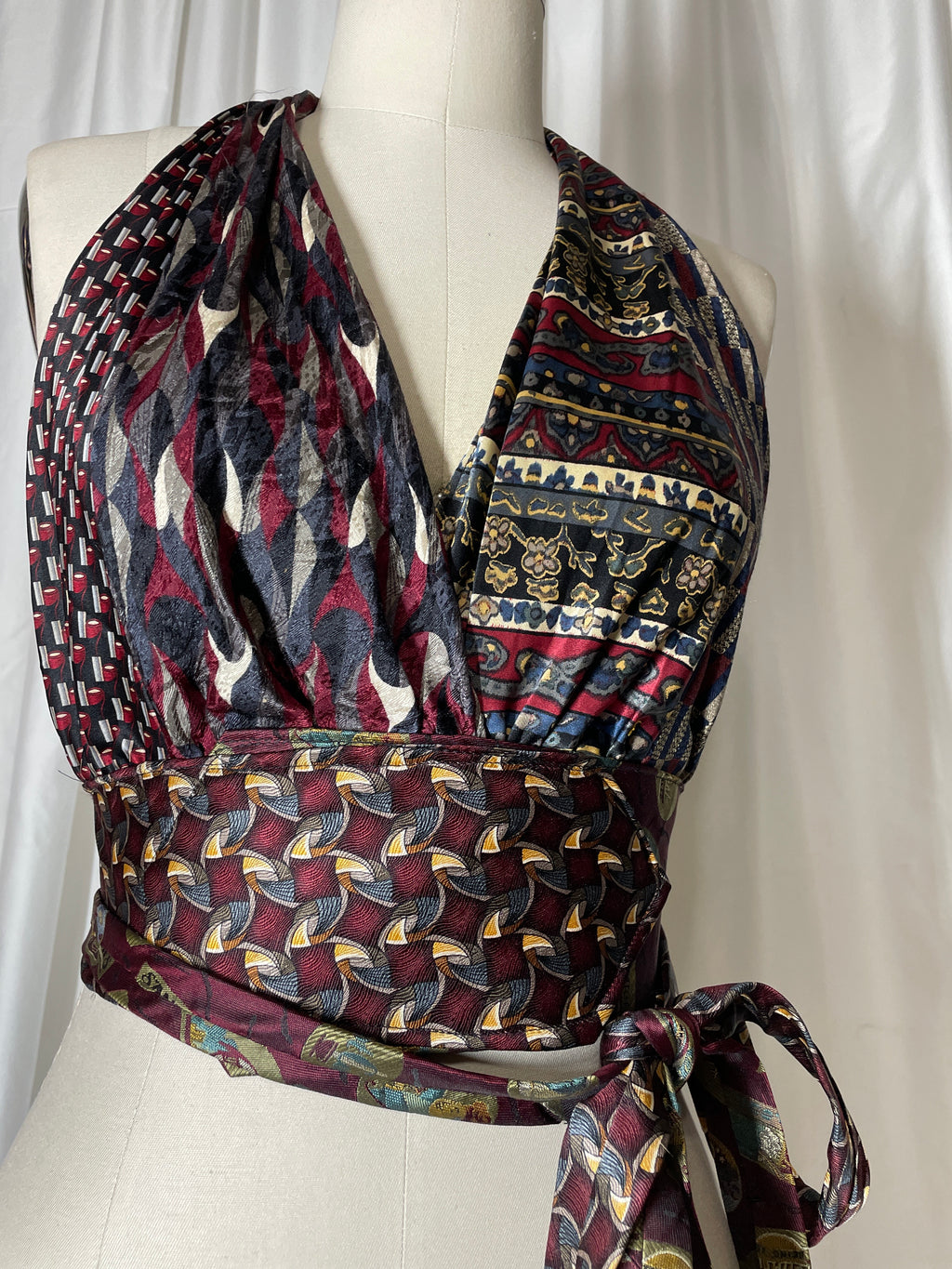 Upcycled Necktie Halter Top #13