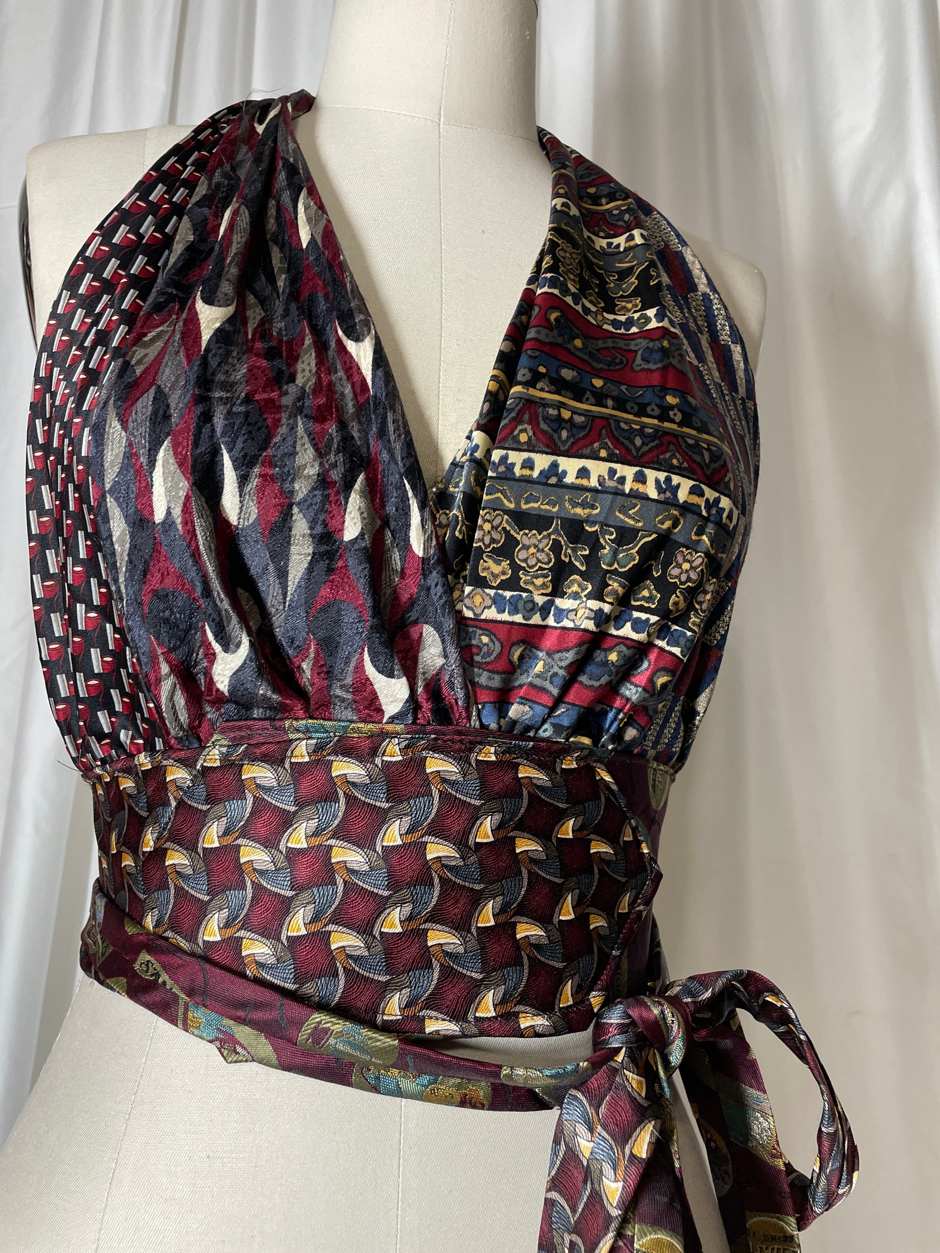Upcycled Necktie Halter Top #13