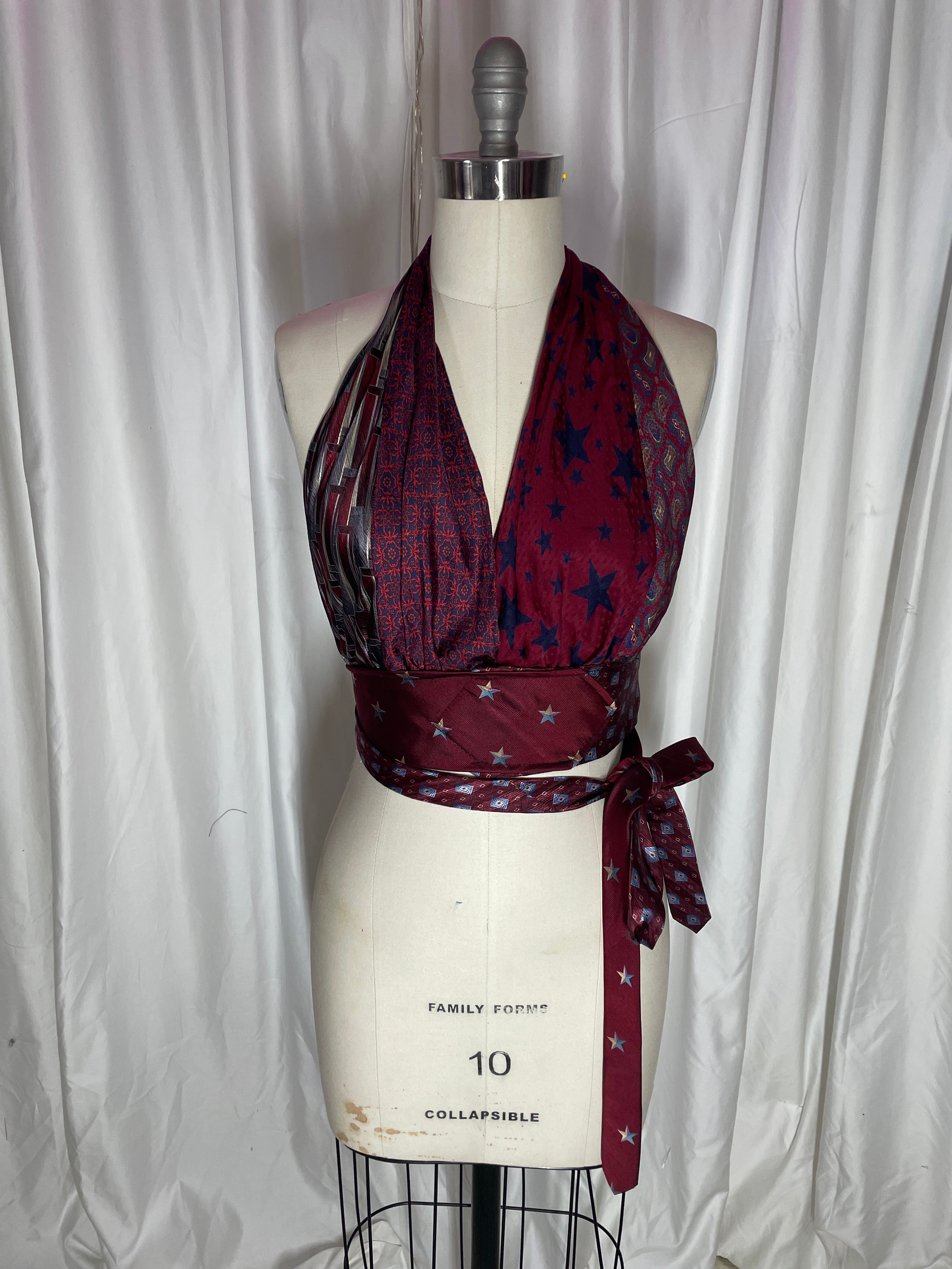 Upcycled Necktie Halter Top #14