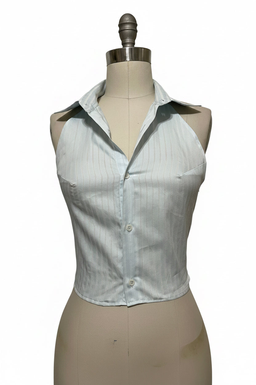Upcycled Button Up Halter #8