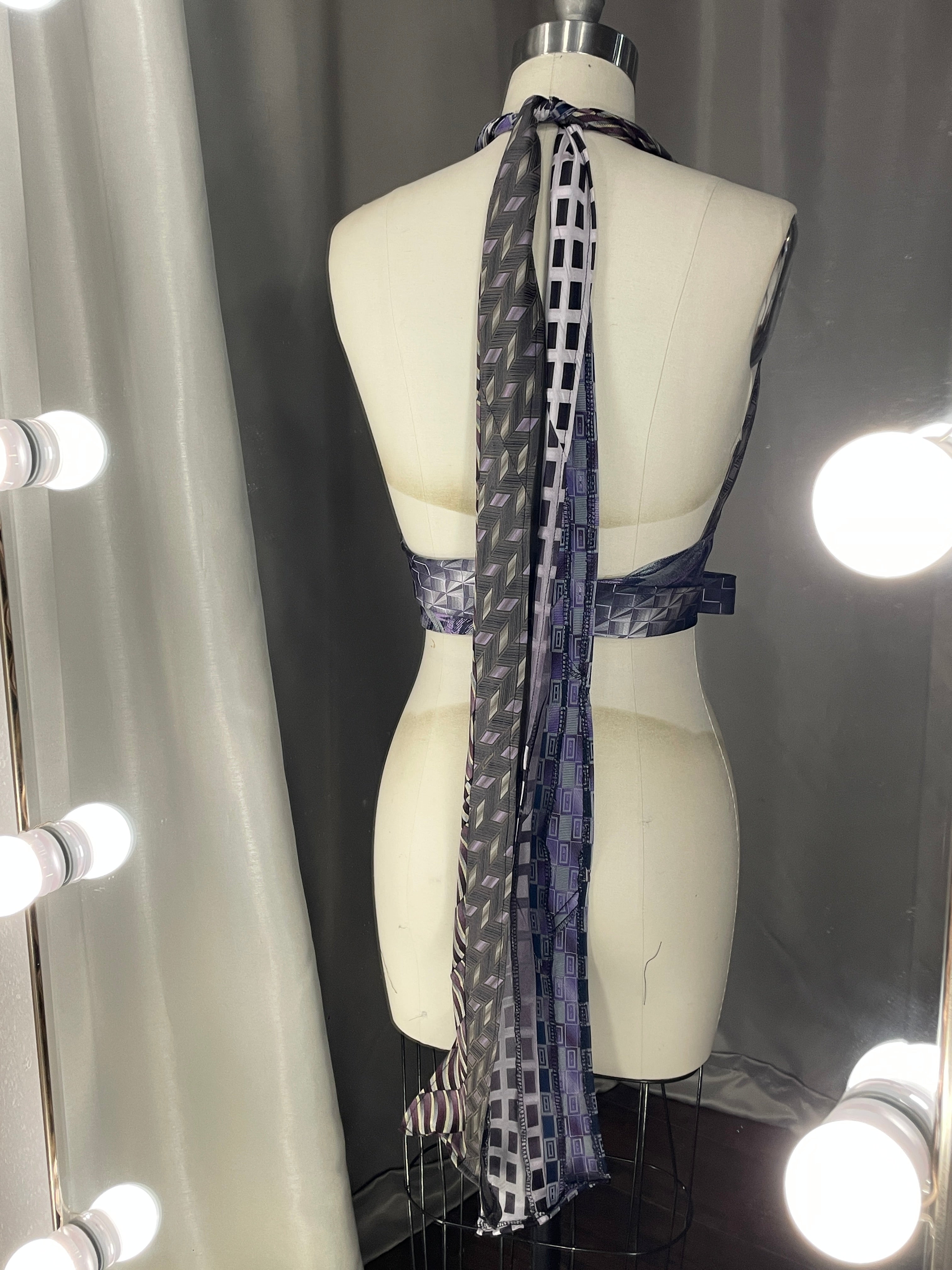 Upcycled Necktie Halter Top #8