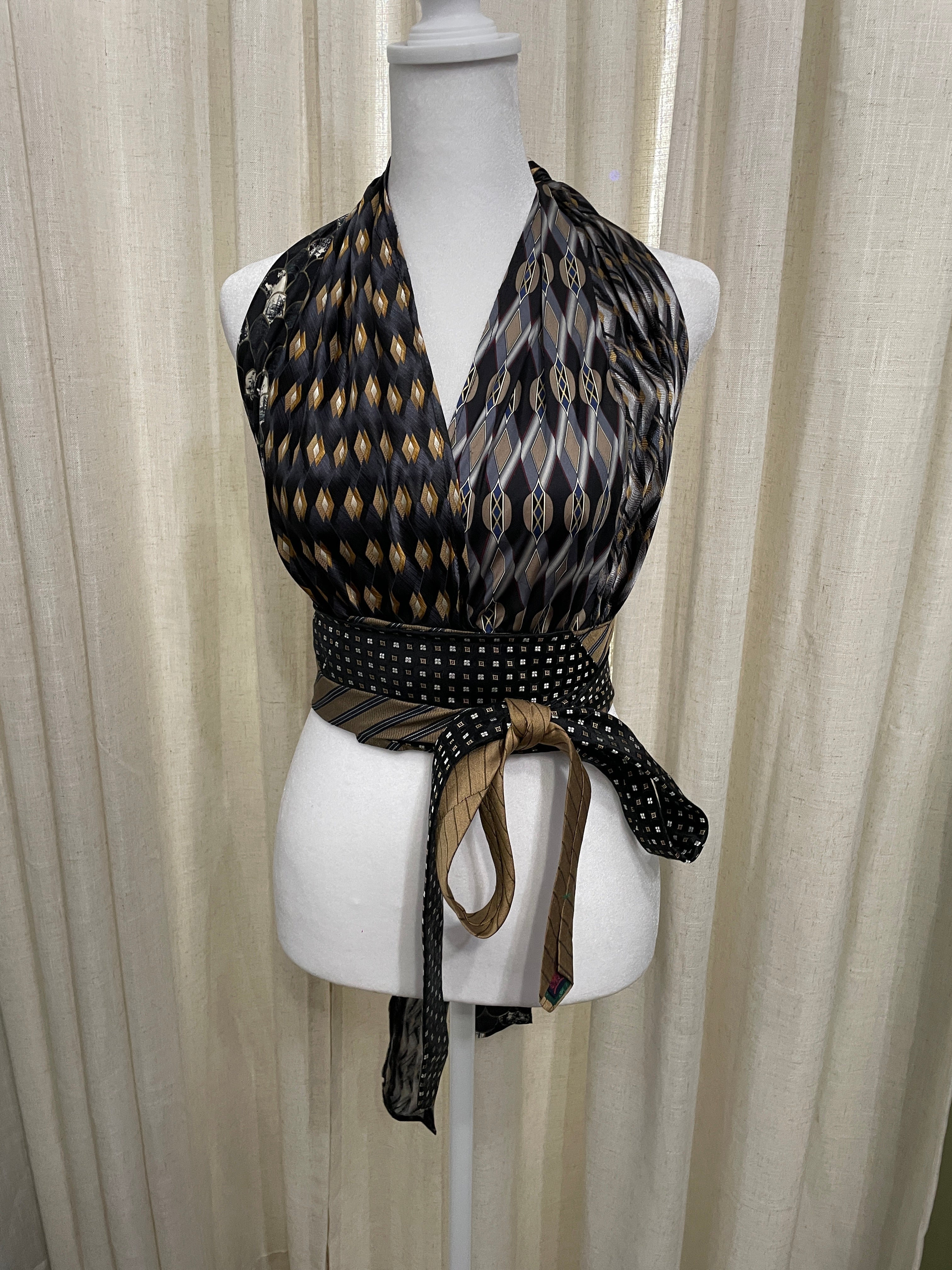 Upcycled Necktie Halter Top #17