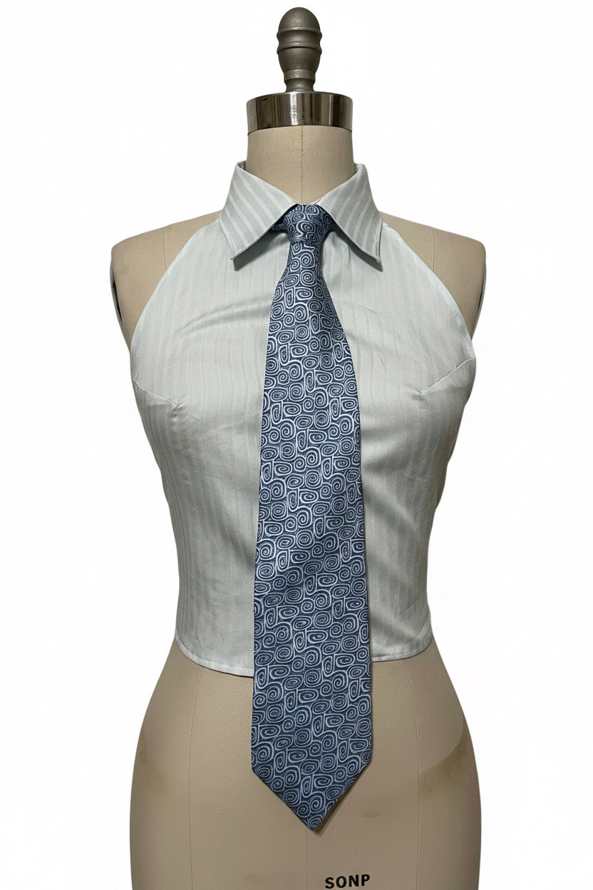 Upcycled Button Up Halter #8