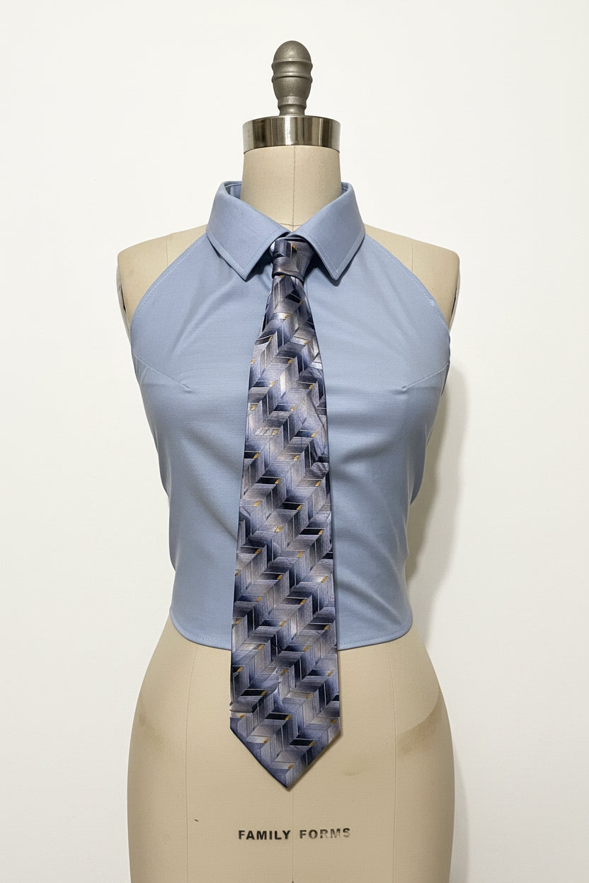 Upcycled Button Up Halter #6