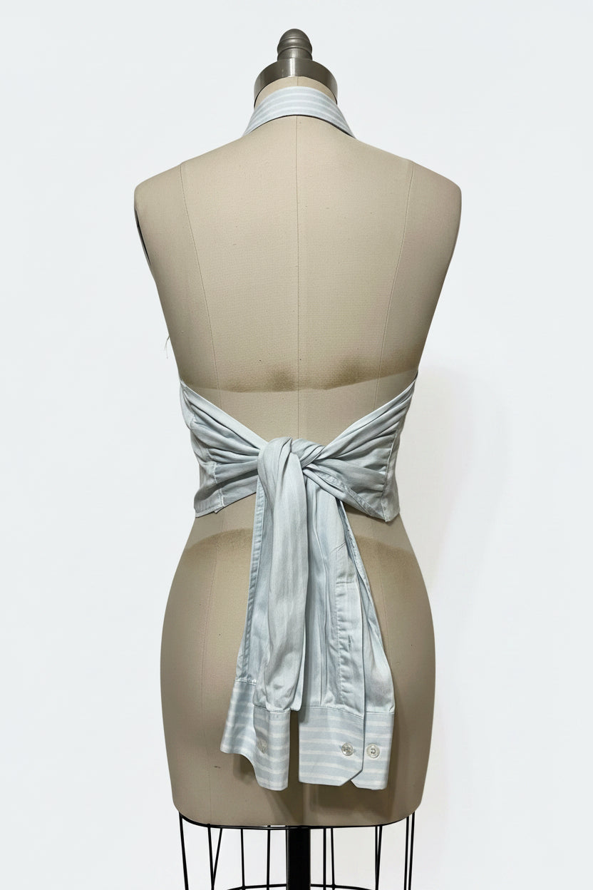 Upcycled Button Up Halter #8