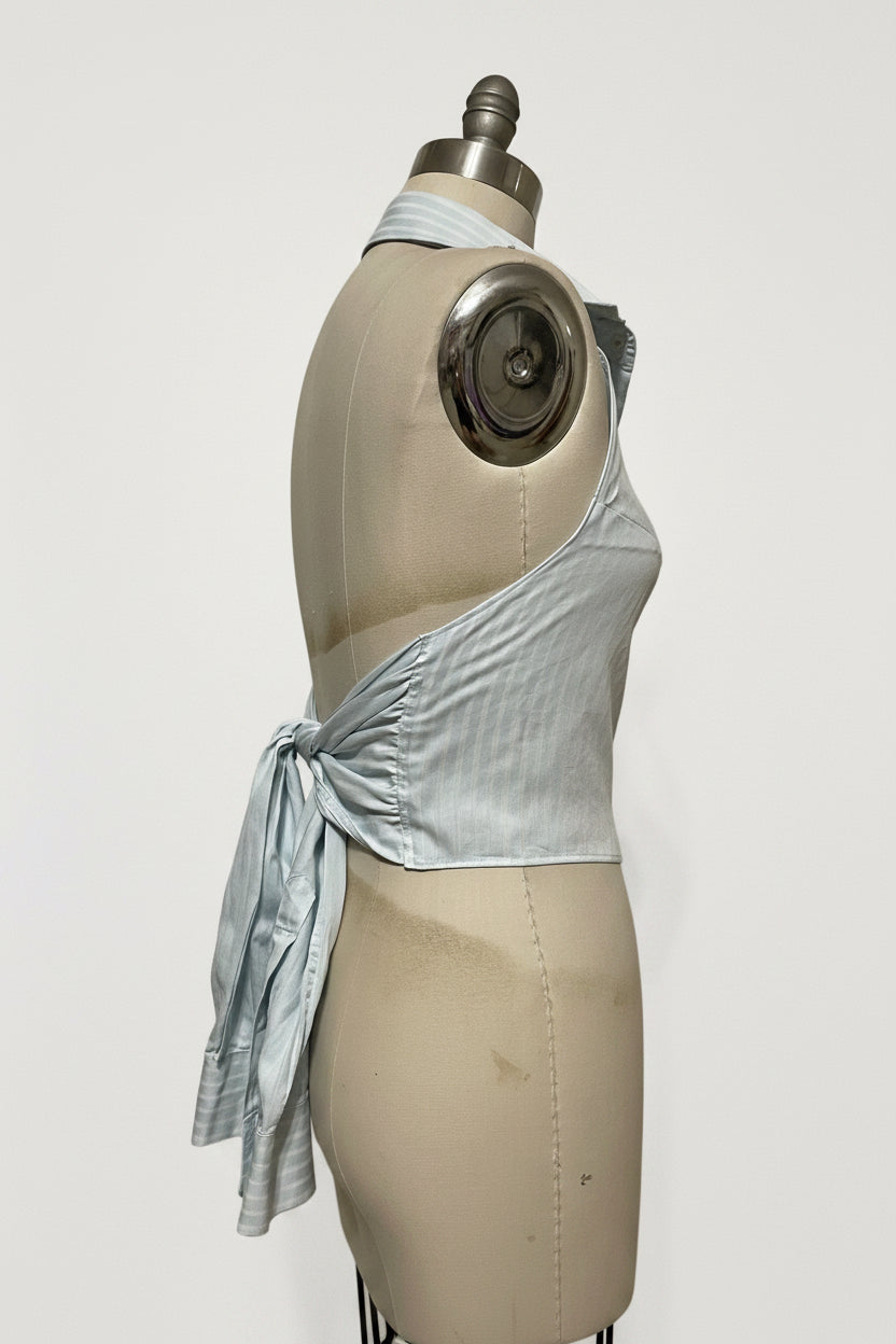 Upcycled Button Up Halter #8