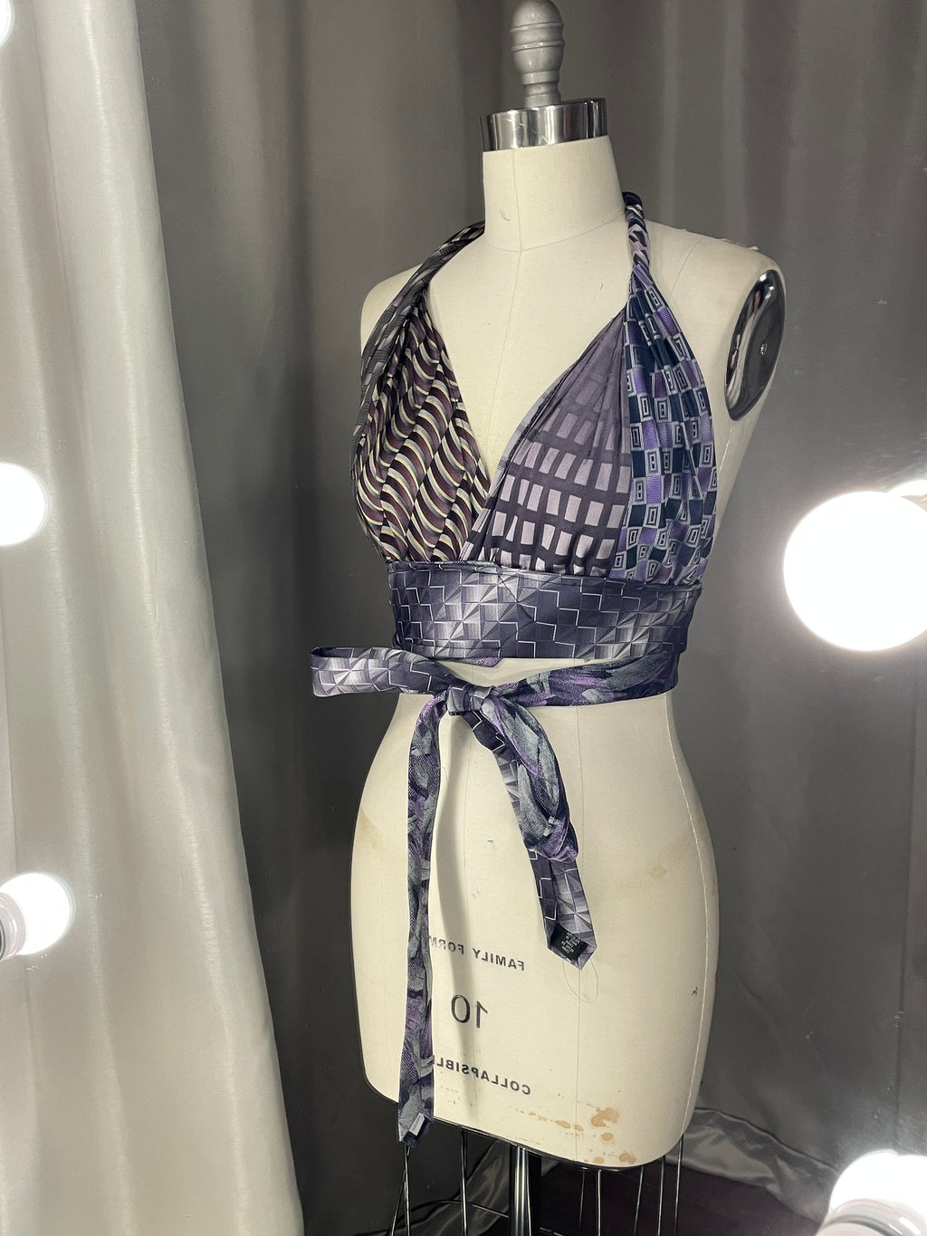 Upcycled Necktie Halter Top #8