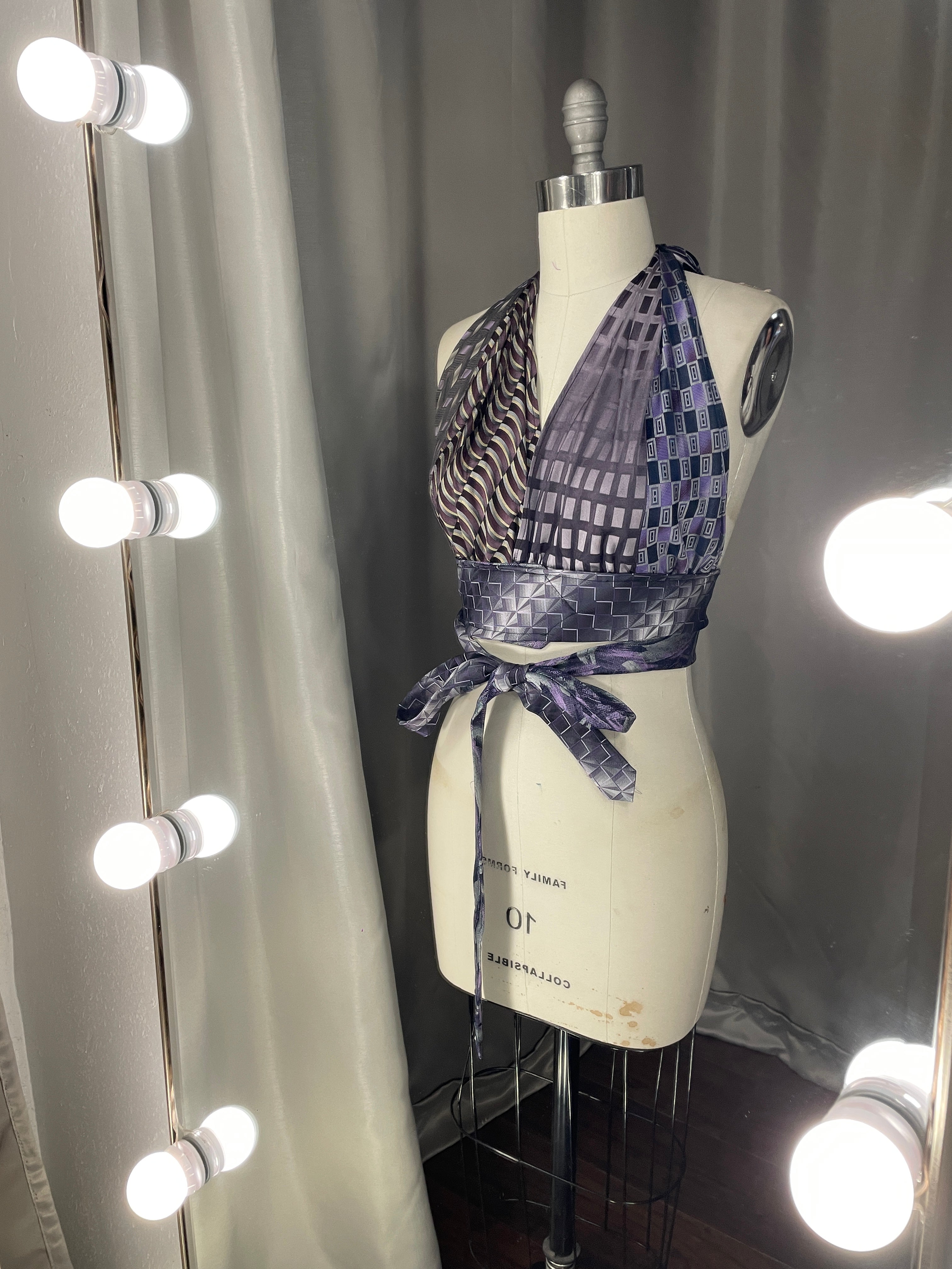 Upcycled Necktie Halter Top #8