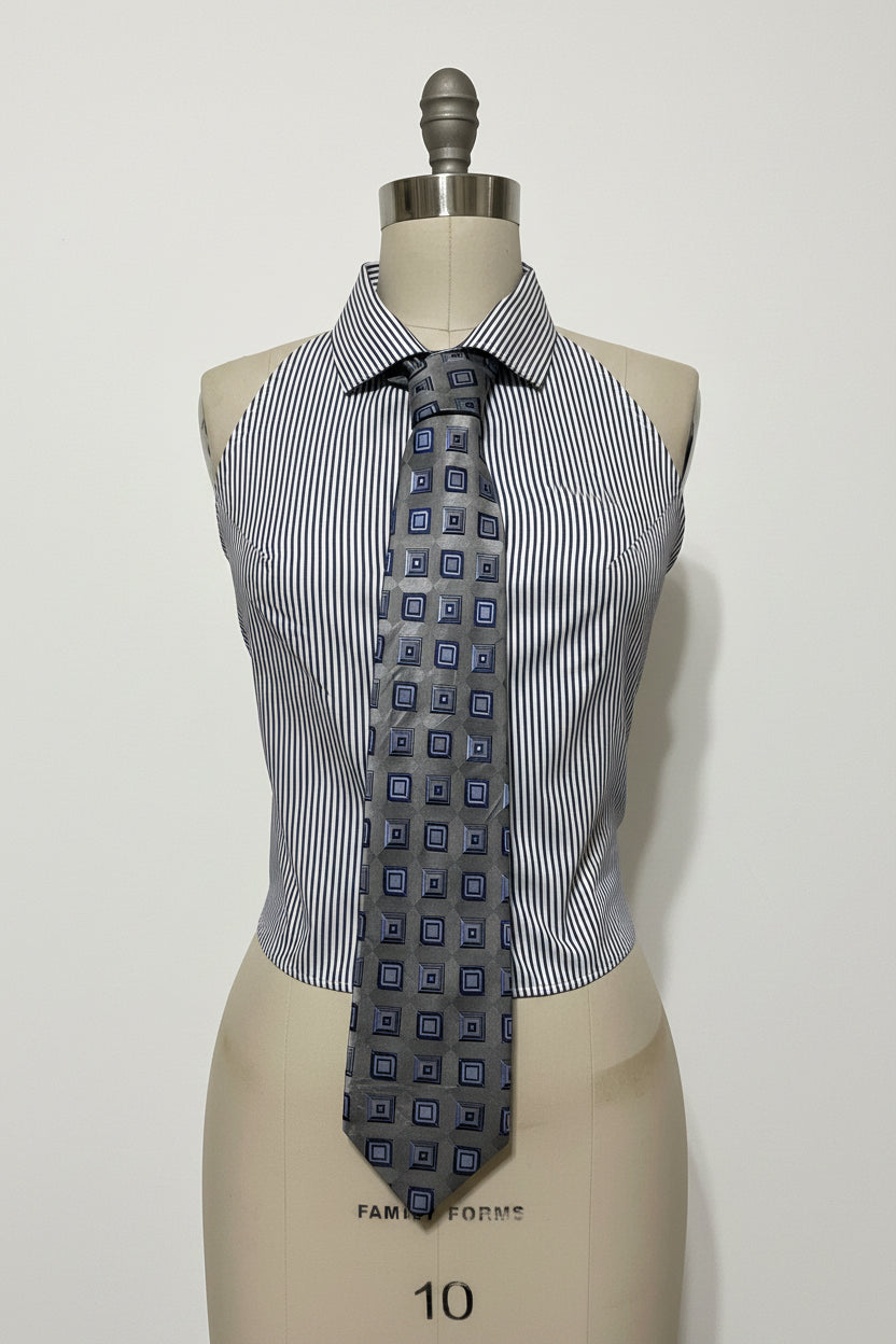 Upcycled Button Up Halter #9