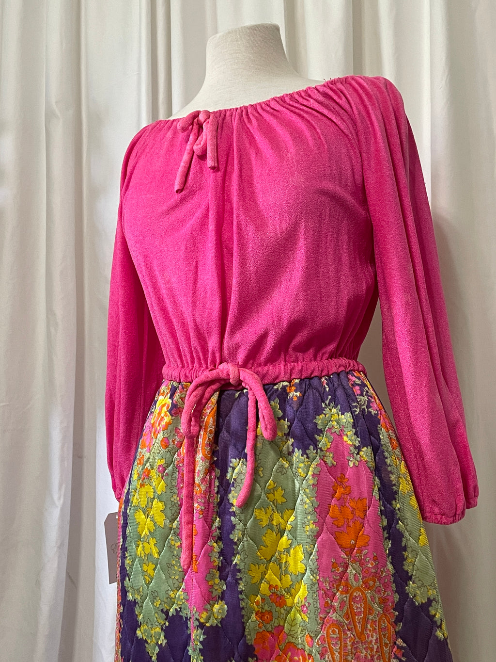 Quilted Skirt Pink Retro Dress