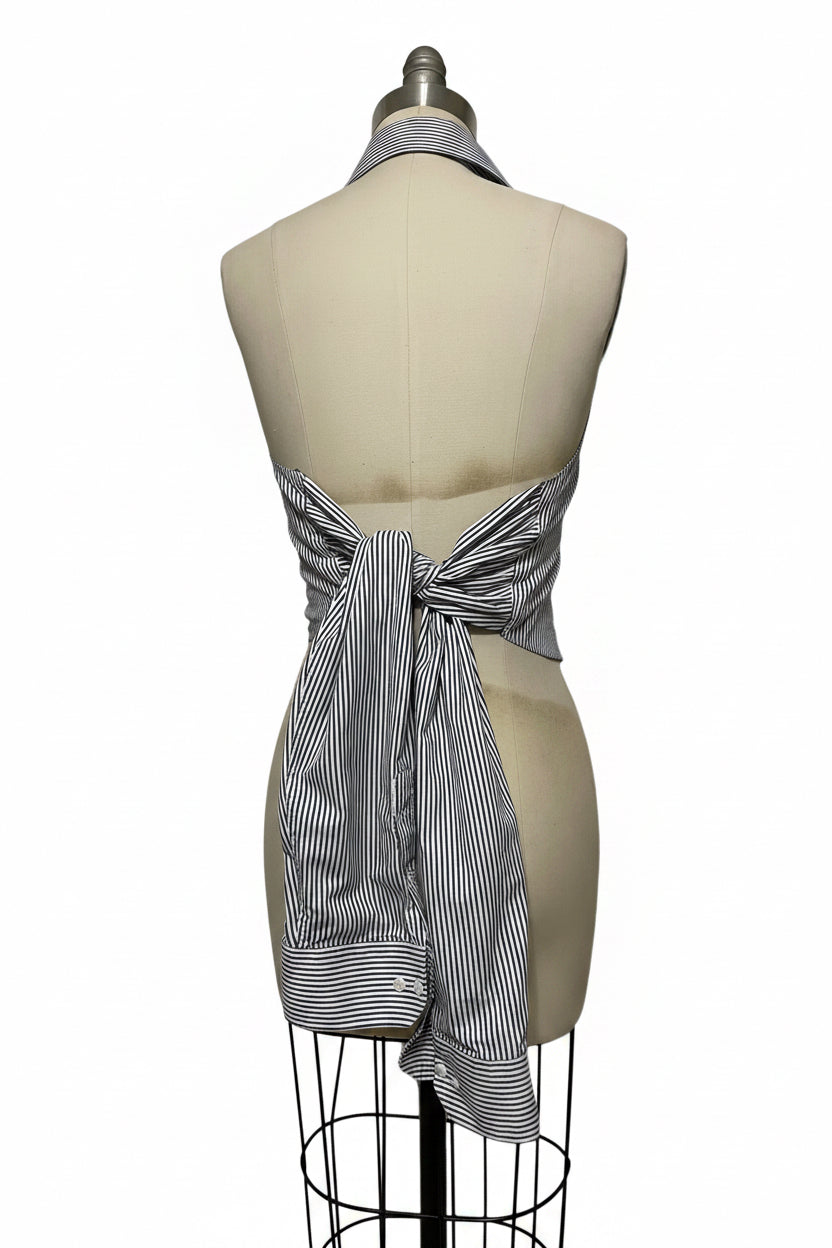 Upcycled Button Up Halter #9