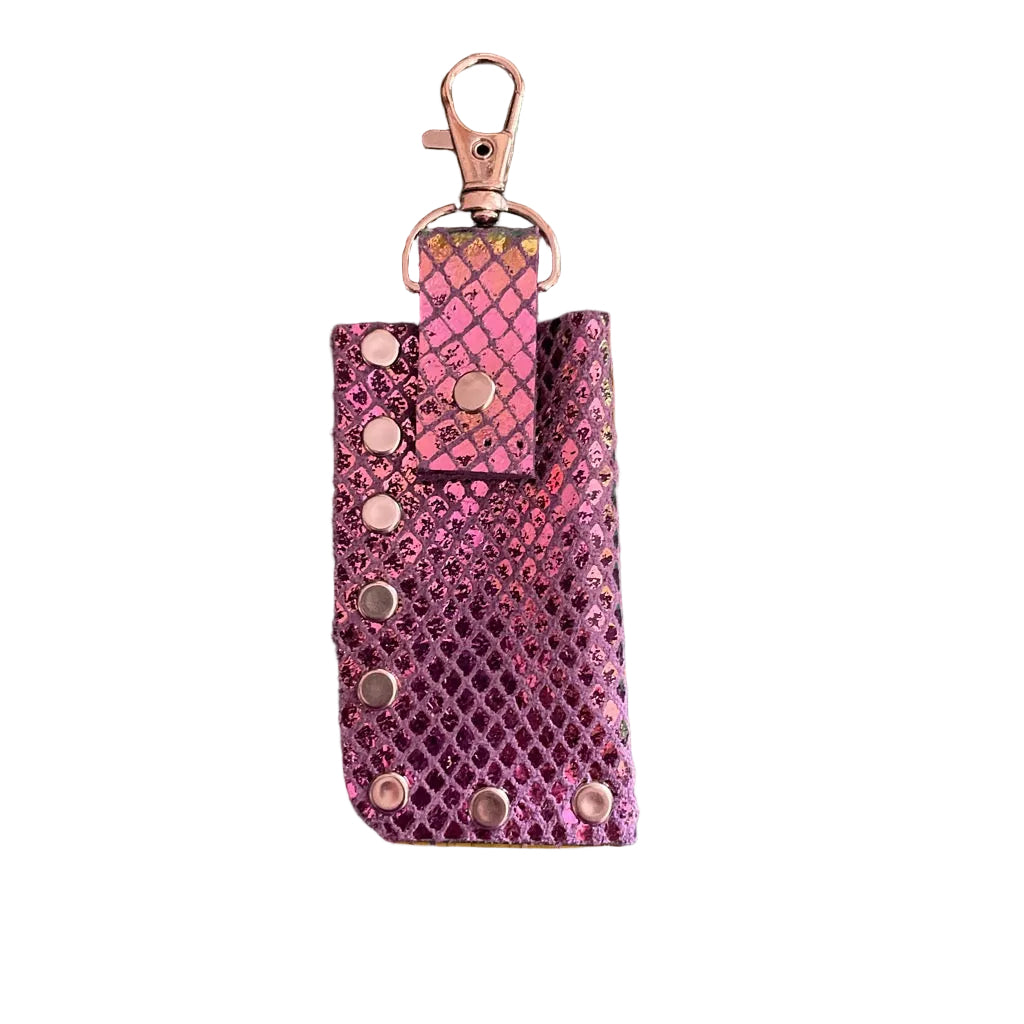 Lighter Case Pink Snake Skin  Iridescent Rounded
