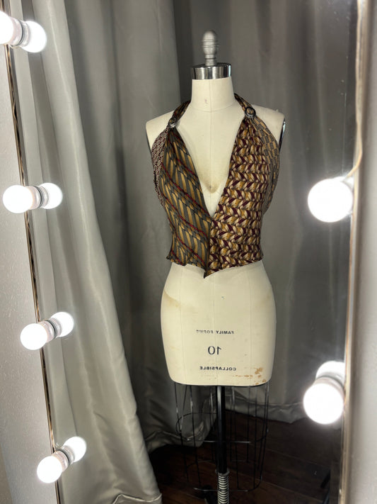 Upcycled Necktie V Top #3