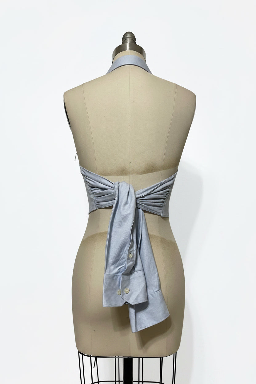 Upcycled Button Up Halter #5