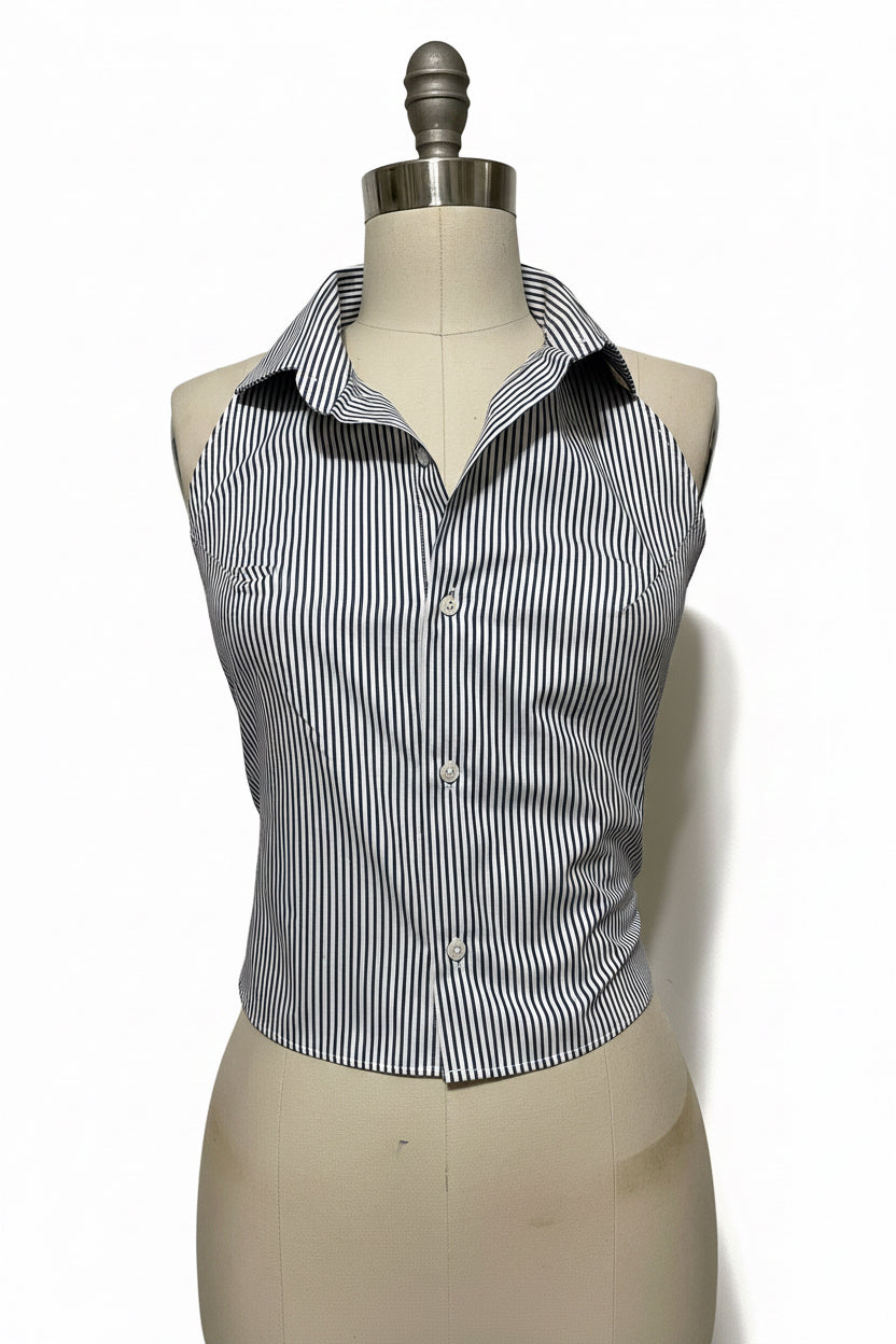 Upcycled Button Up Halter #9