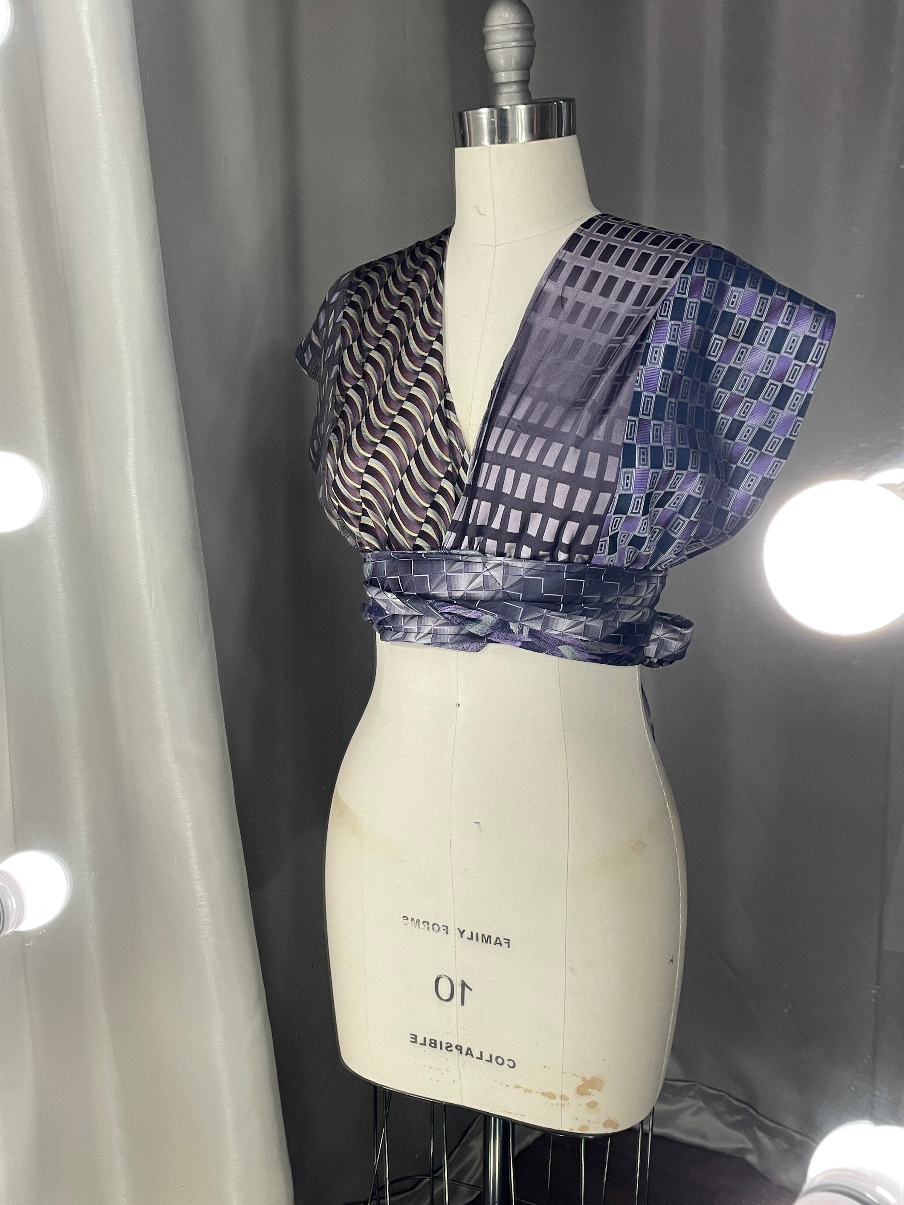 Upcycled Necktie Halter Top #8
