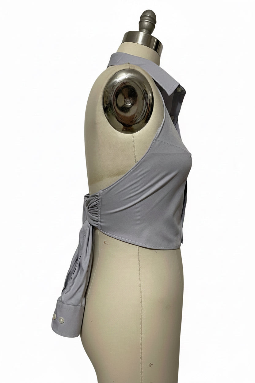 Upcycled Button Up Halter #3