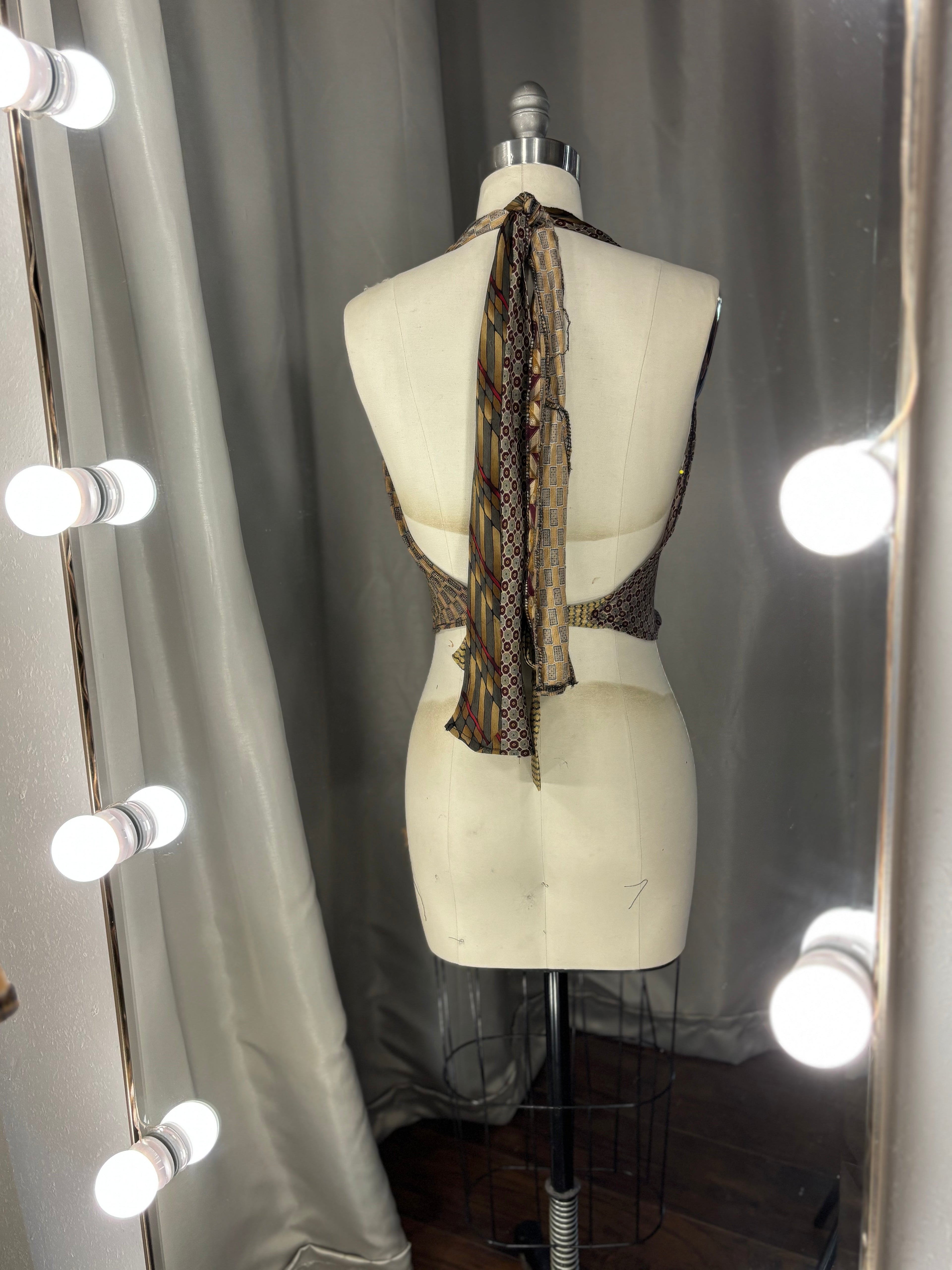 Upcycled Necktie V Top #3