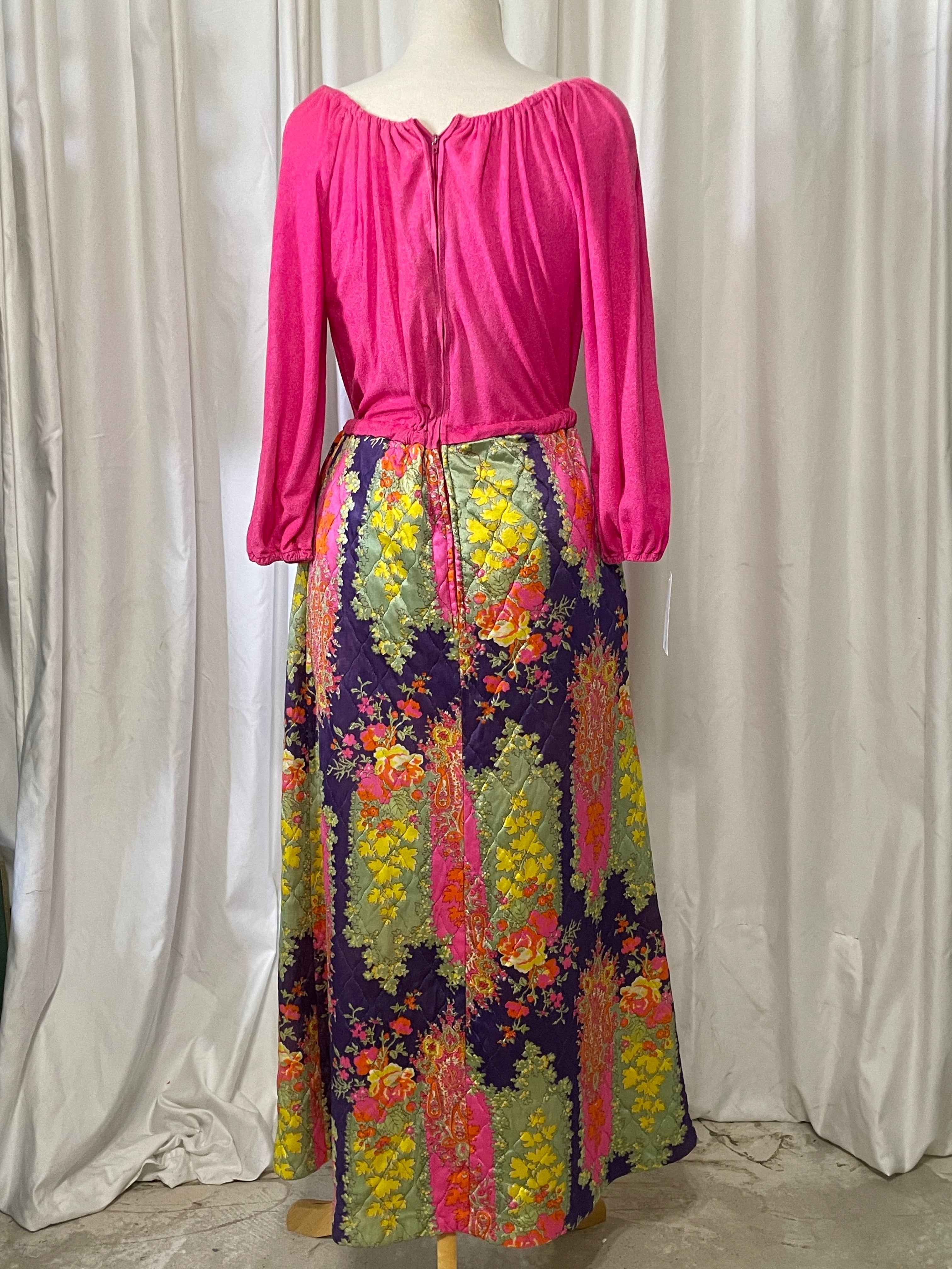 Quilted Skirt Pink Retro Dress