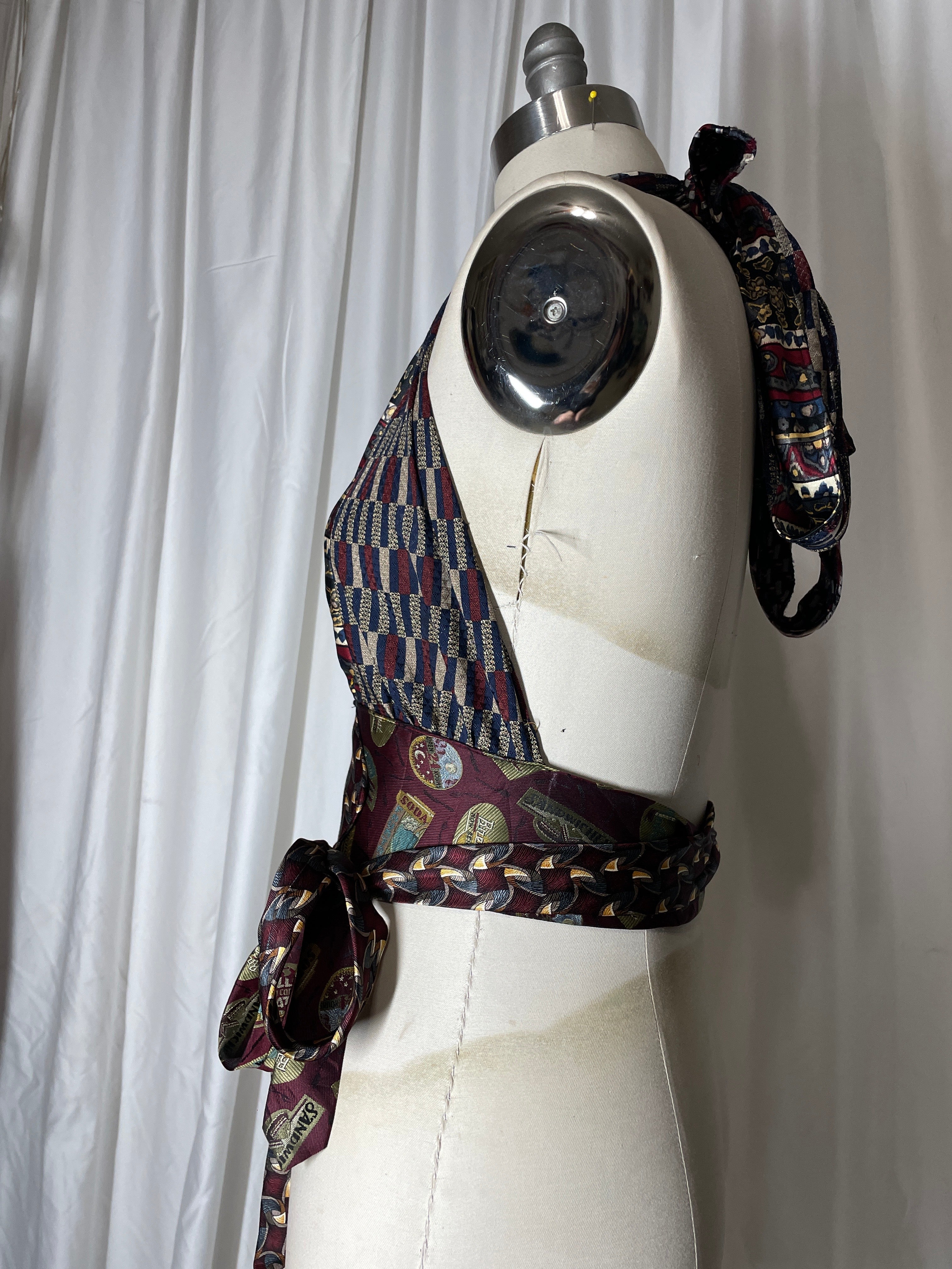 Upcycled Necktie Halter Top #13