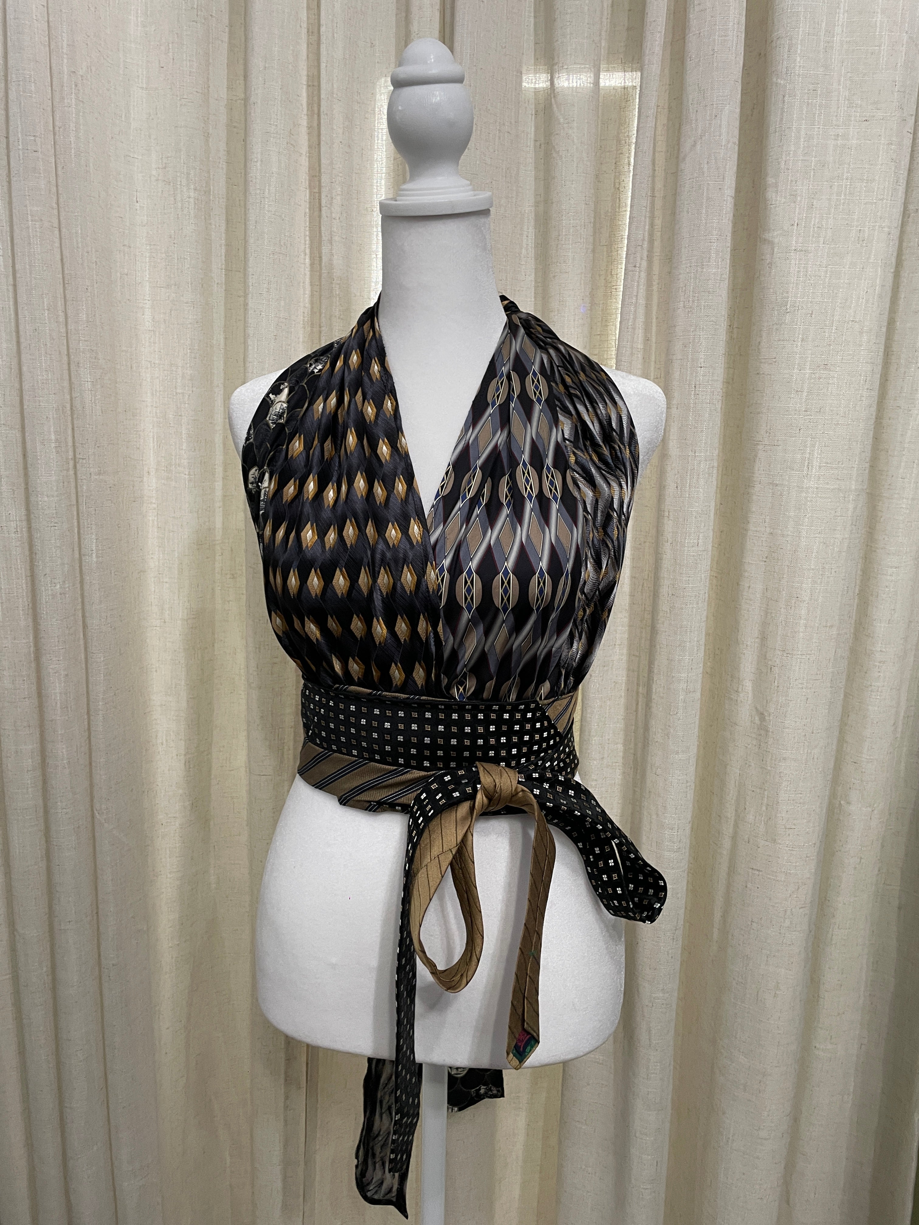 Upcycled Necktie Halter Top #17