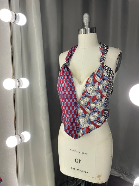Upcycled Necktie V Top #6