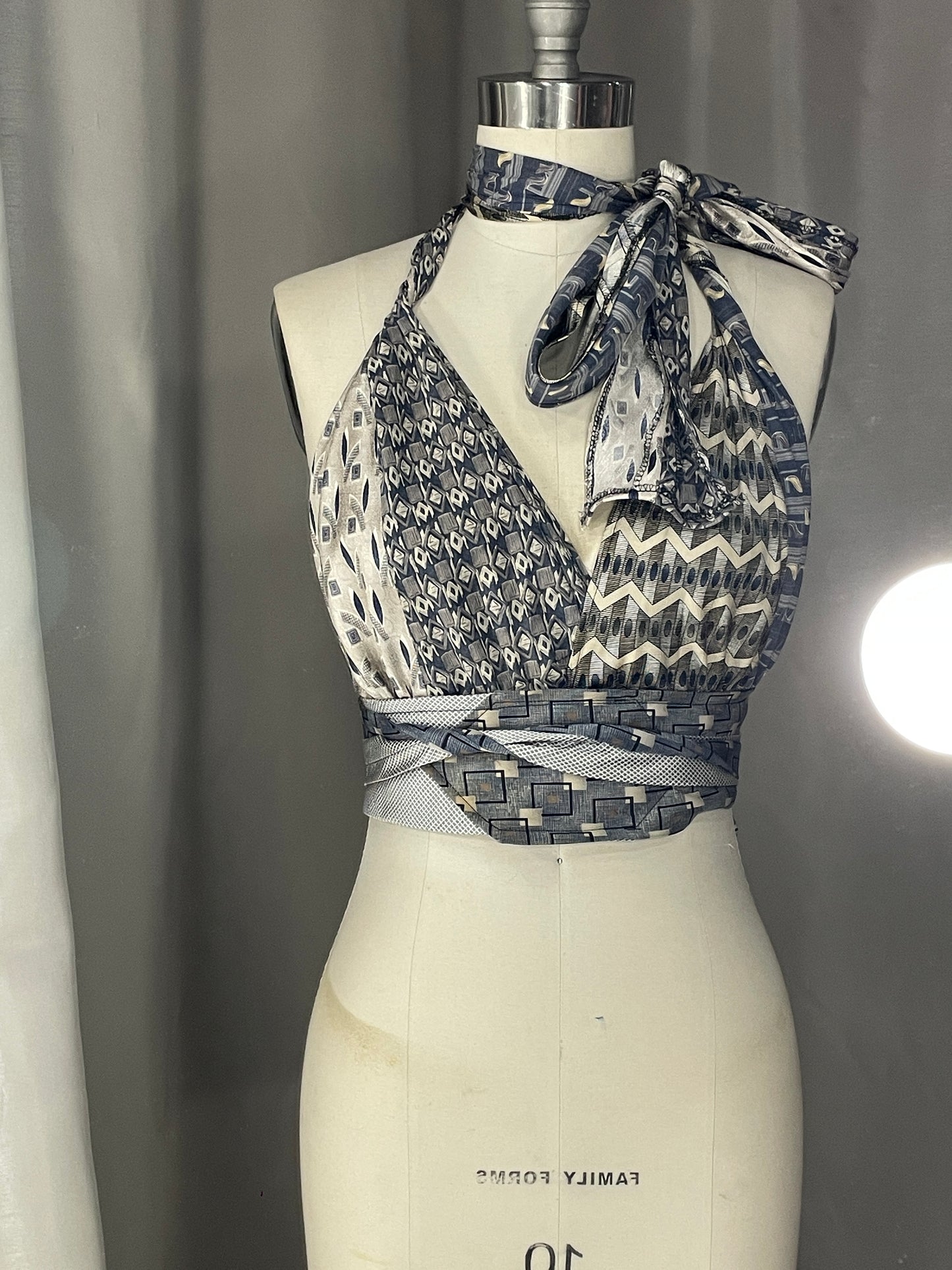 Upcycled Necktie Halter Top #10