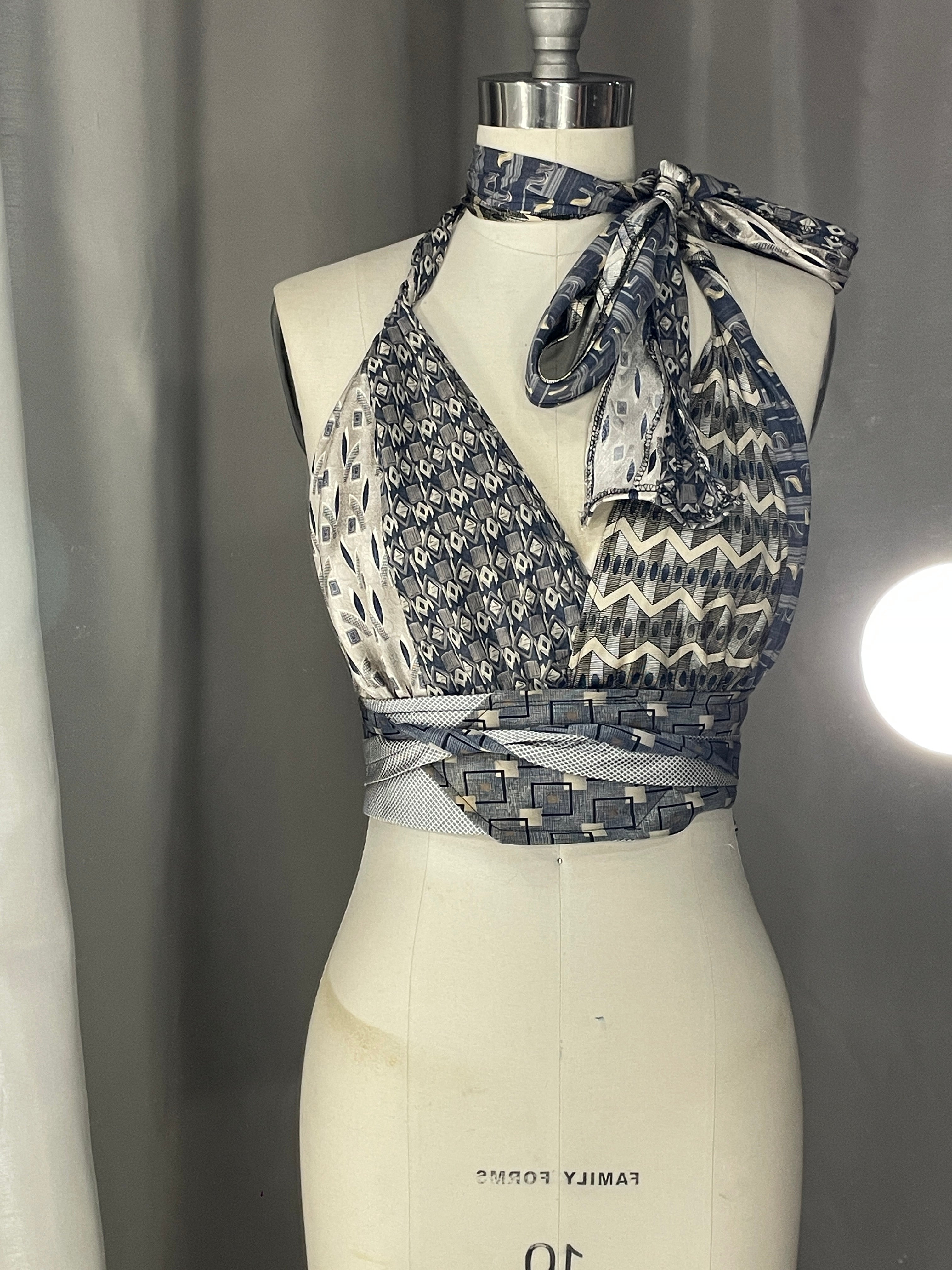 Upcycled Necktie Halter Top #10
